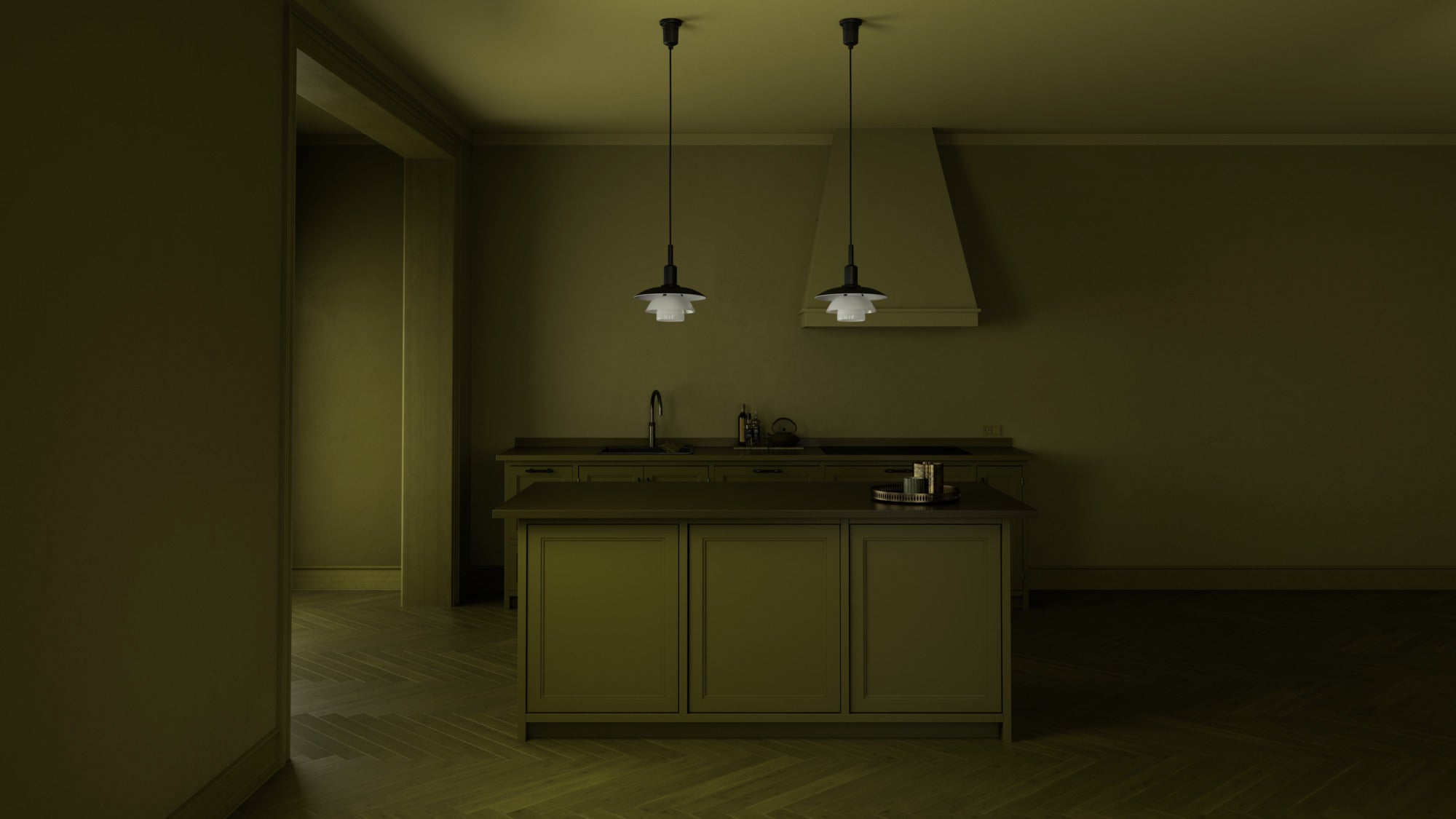 Pendelleuchte PH 3/3 weiß mit schwarzer matter Oberfläche