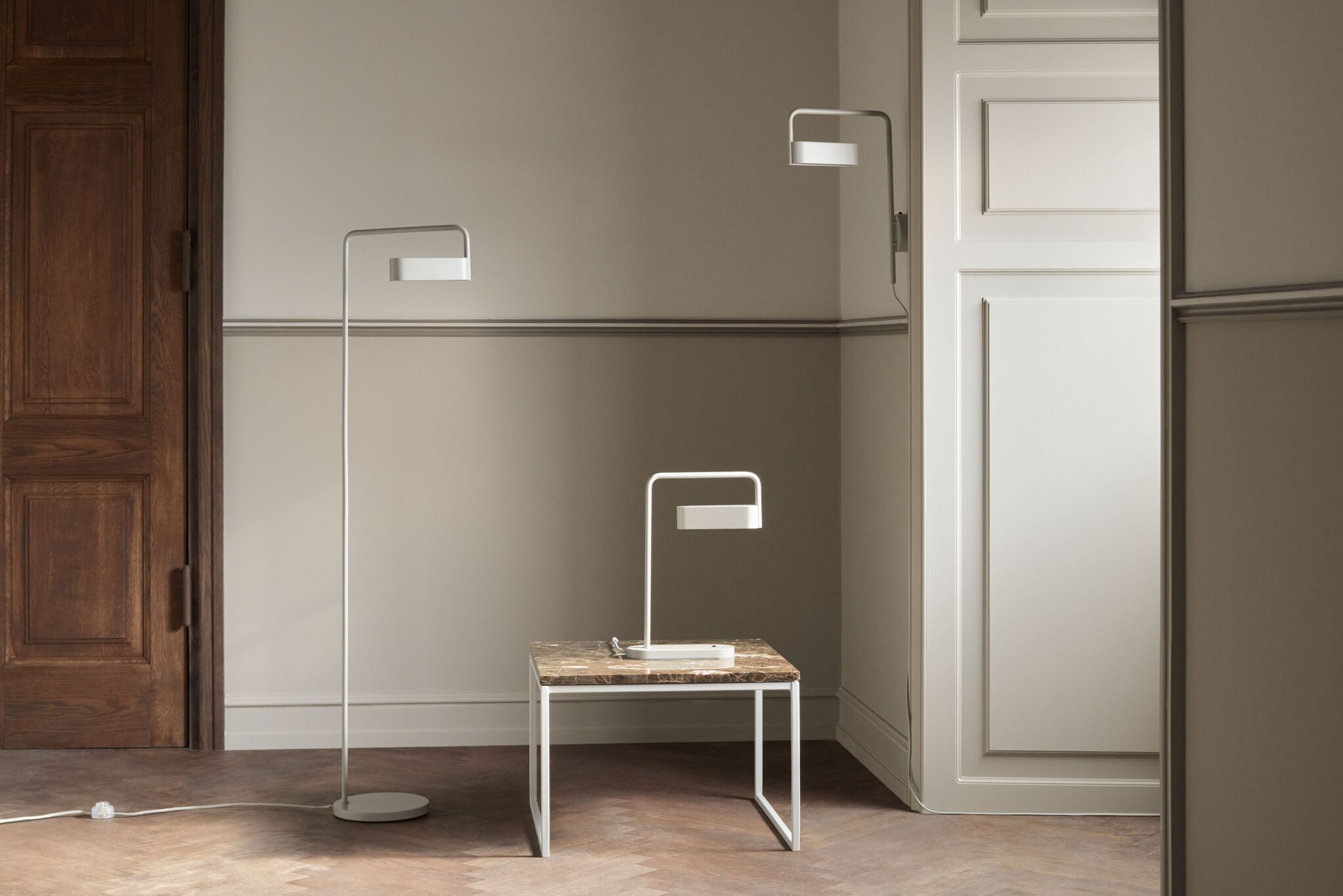 SCRIBE floor lamp antique brass