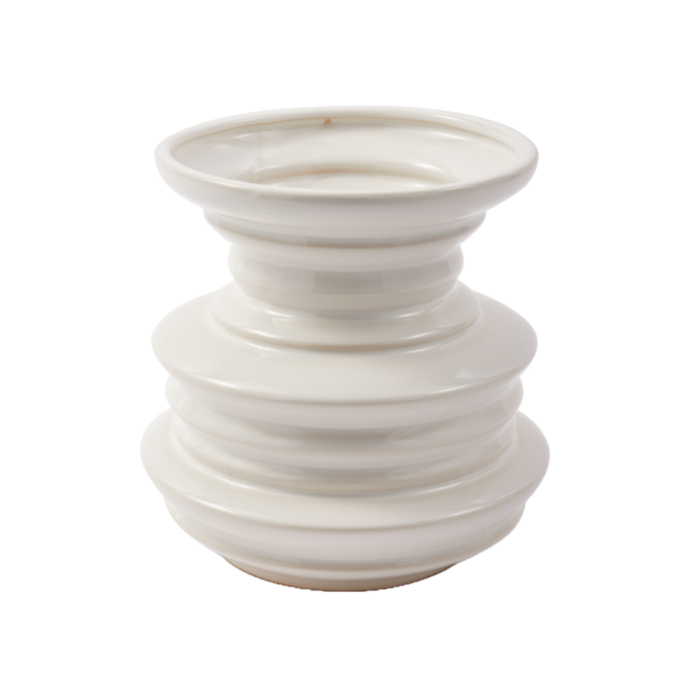 STACKED PLATES Vase weiß