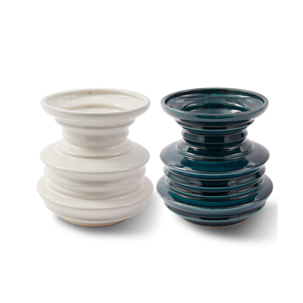 STACKED PLATES Vase weiß
