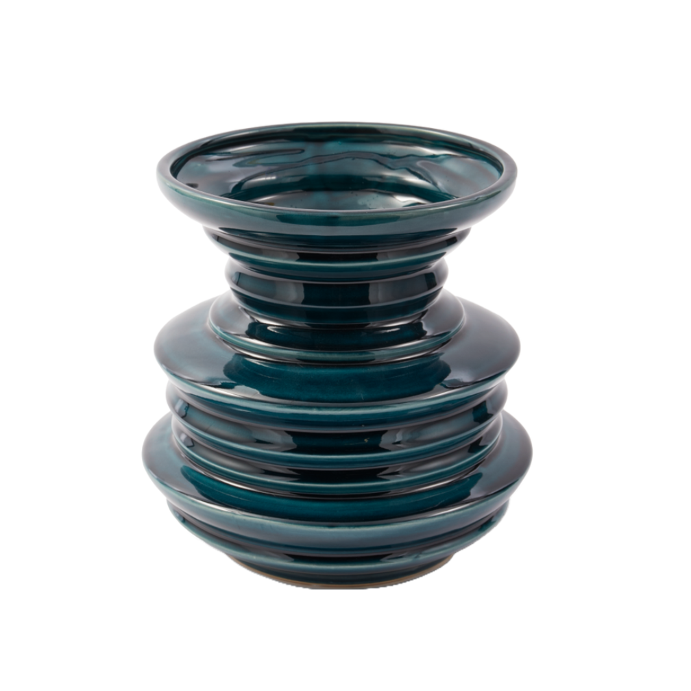 STACKED PLATES vase dark green