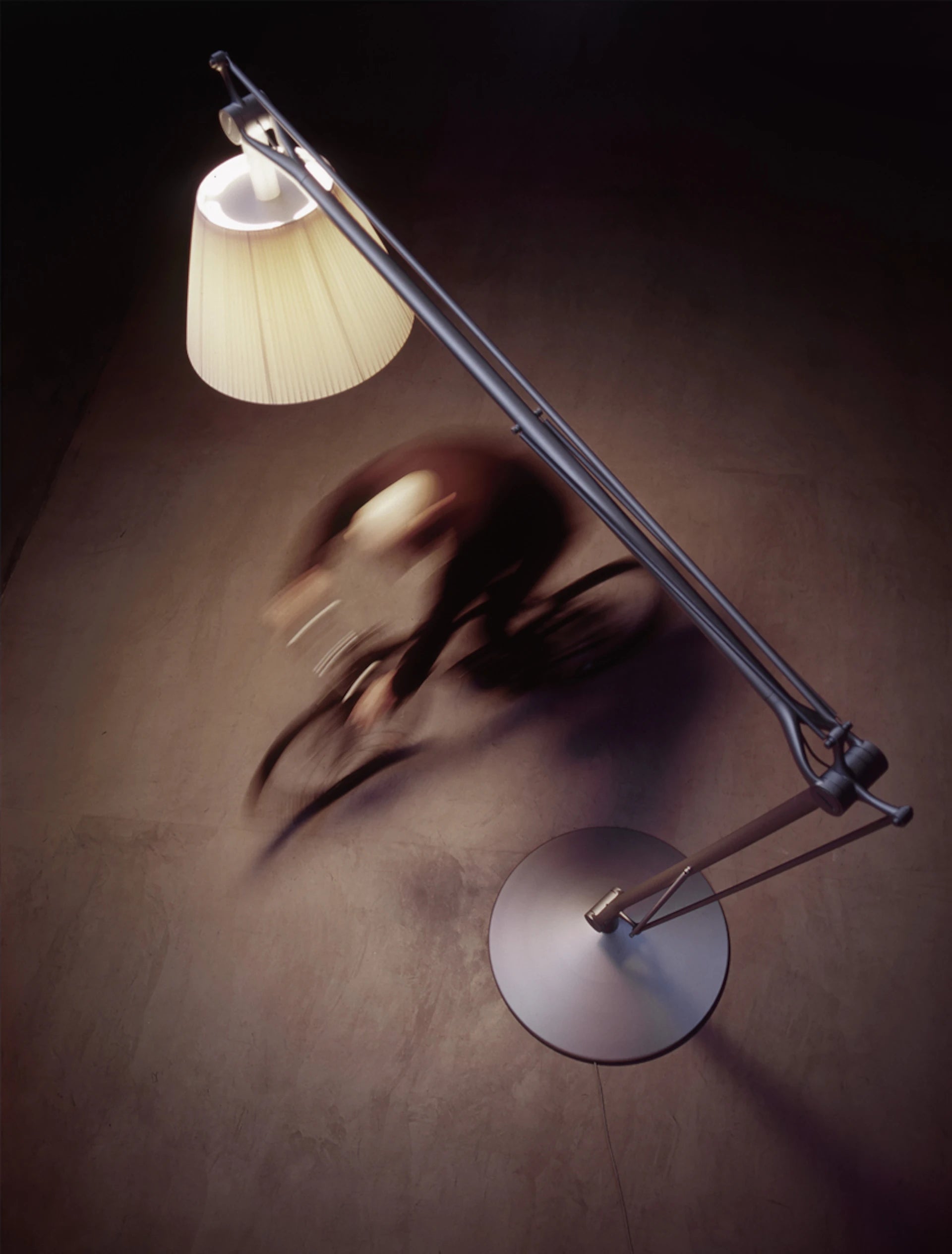 SUPERARCHIMOON Gray Floor Lamp with Yellow Arm