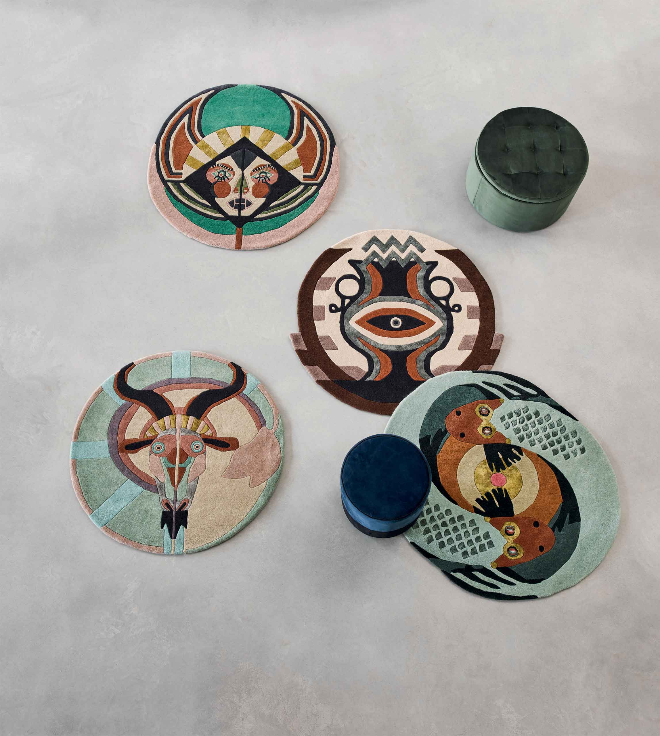 Runder Teppich ZODIAC PISCES grün