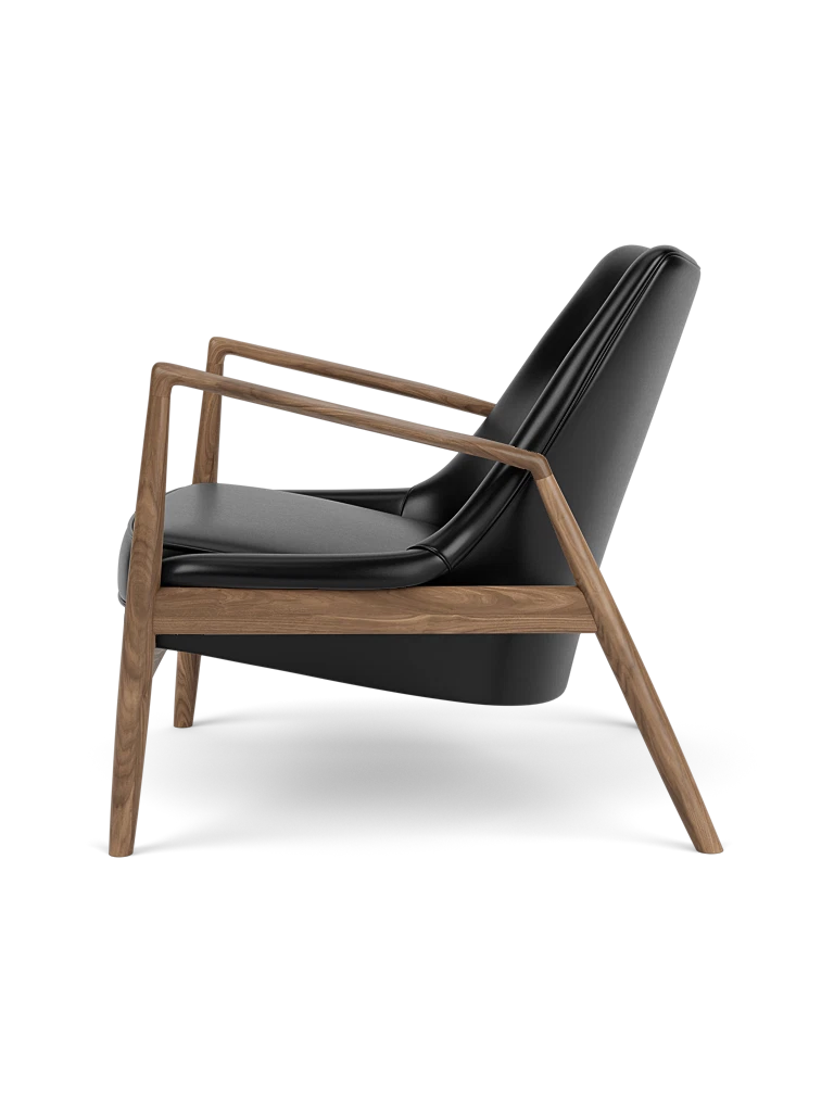 THE SEAL armchair black leather with walnut base
