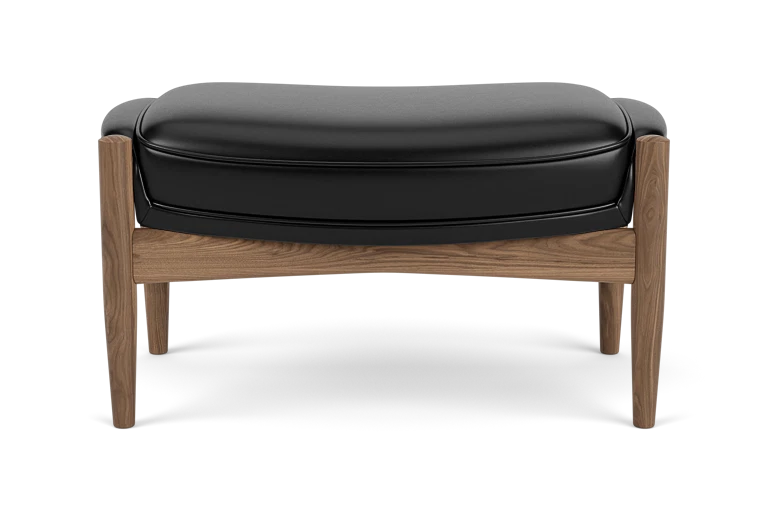THE SEAL footrest black leather with walnut base