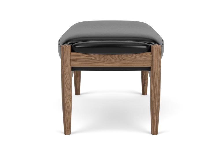 THE SEAL footrest black leather with walnut base