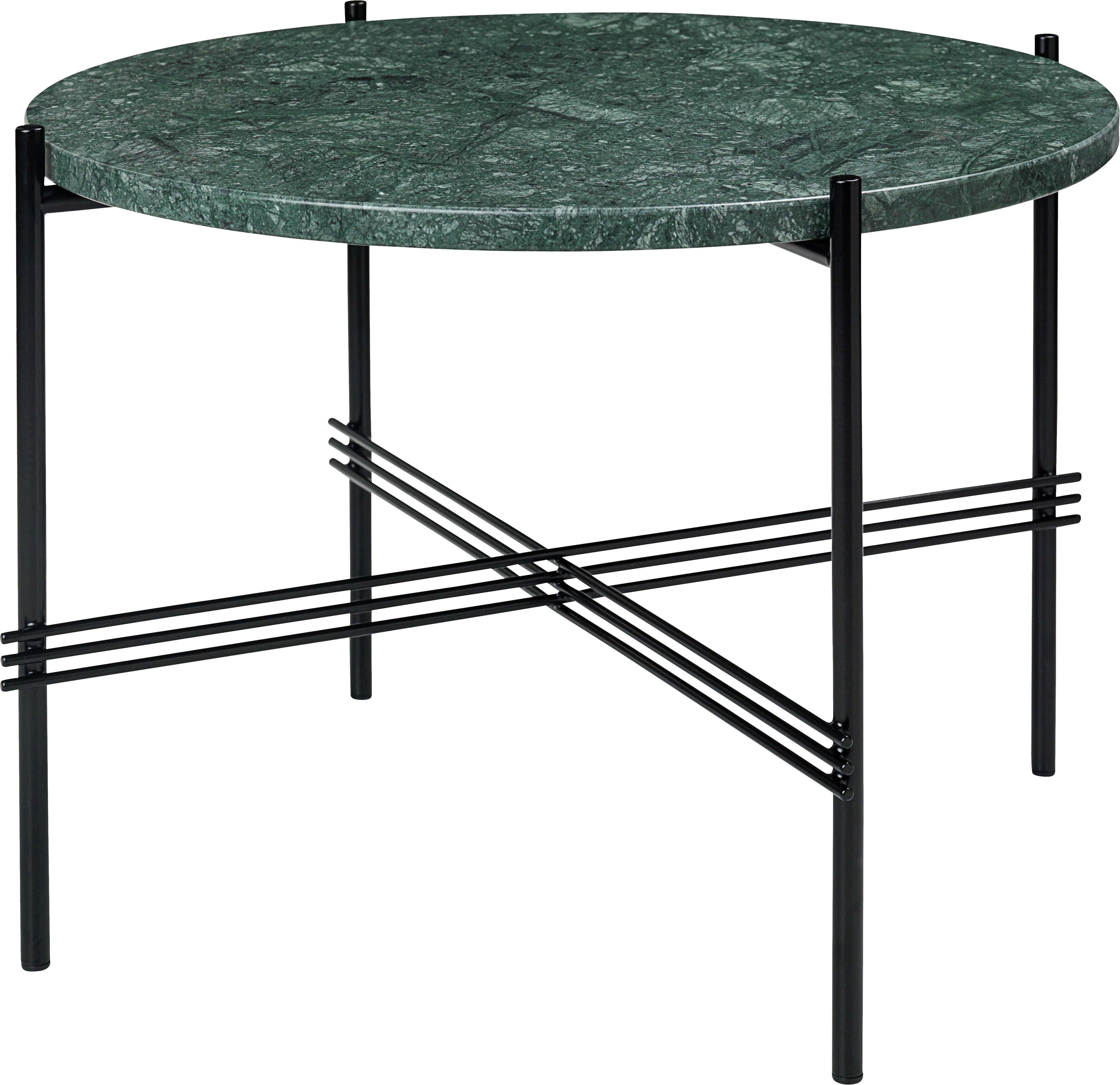 Round coffee table TS green marble with black base