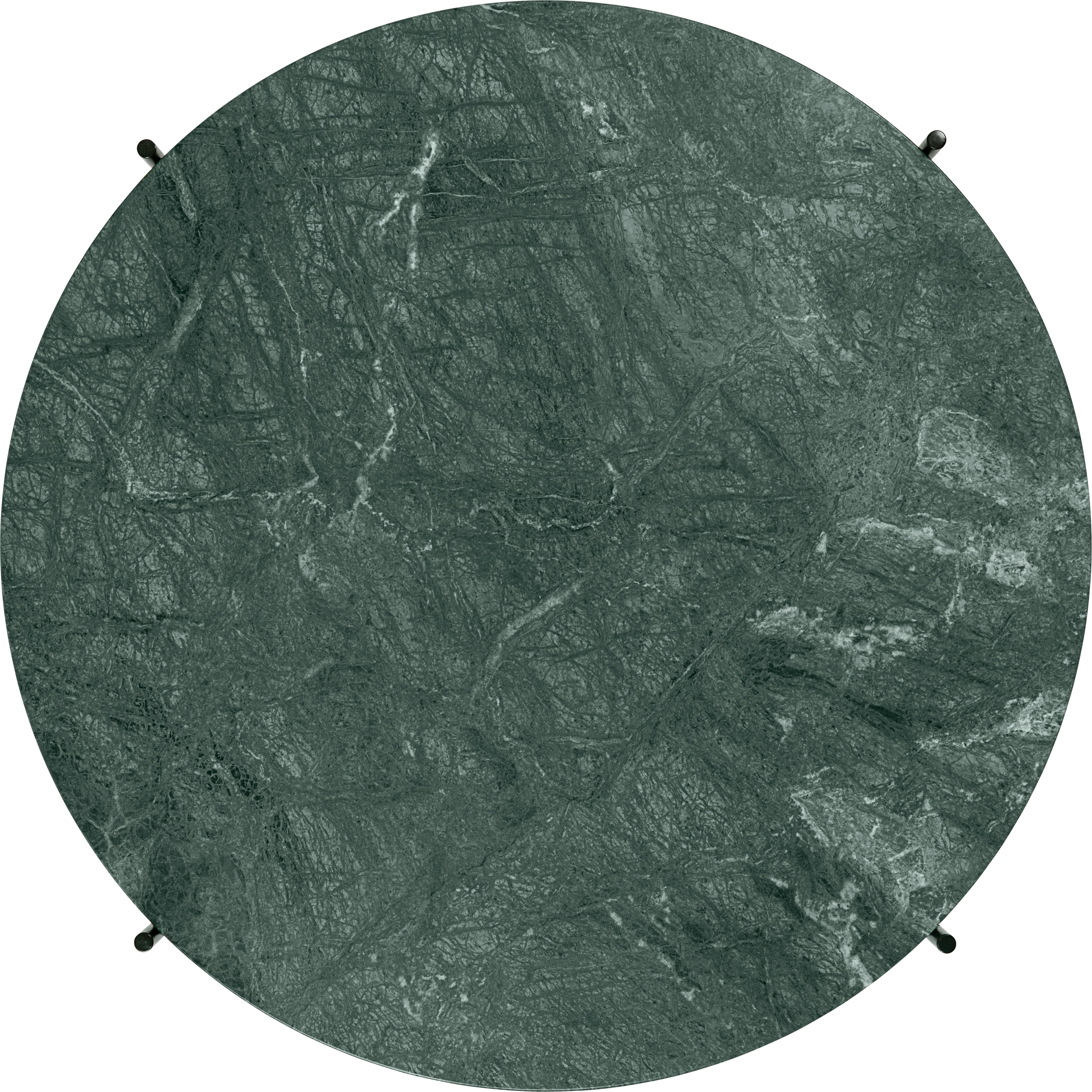 Round coffee table TS green marble with black base