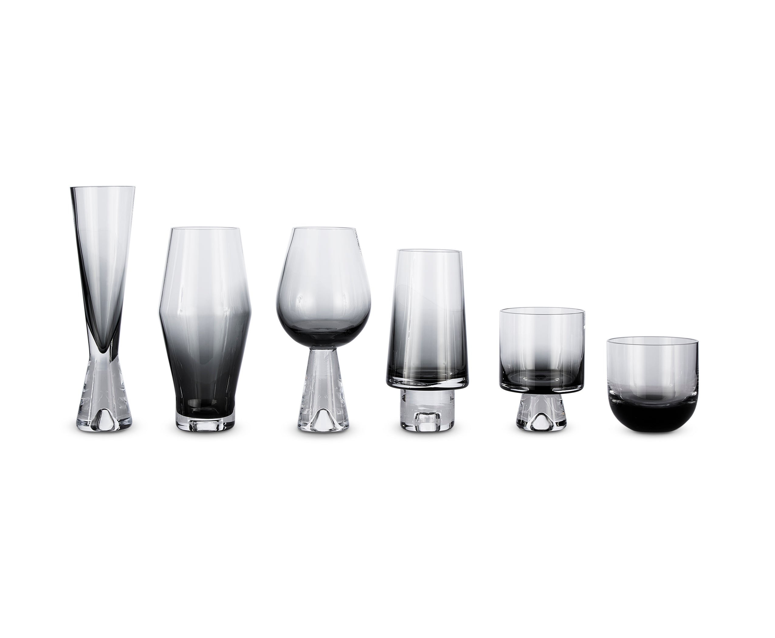 Set of champagne glasses tank black glass