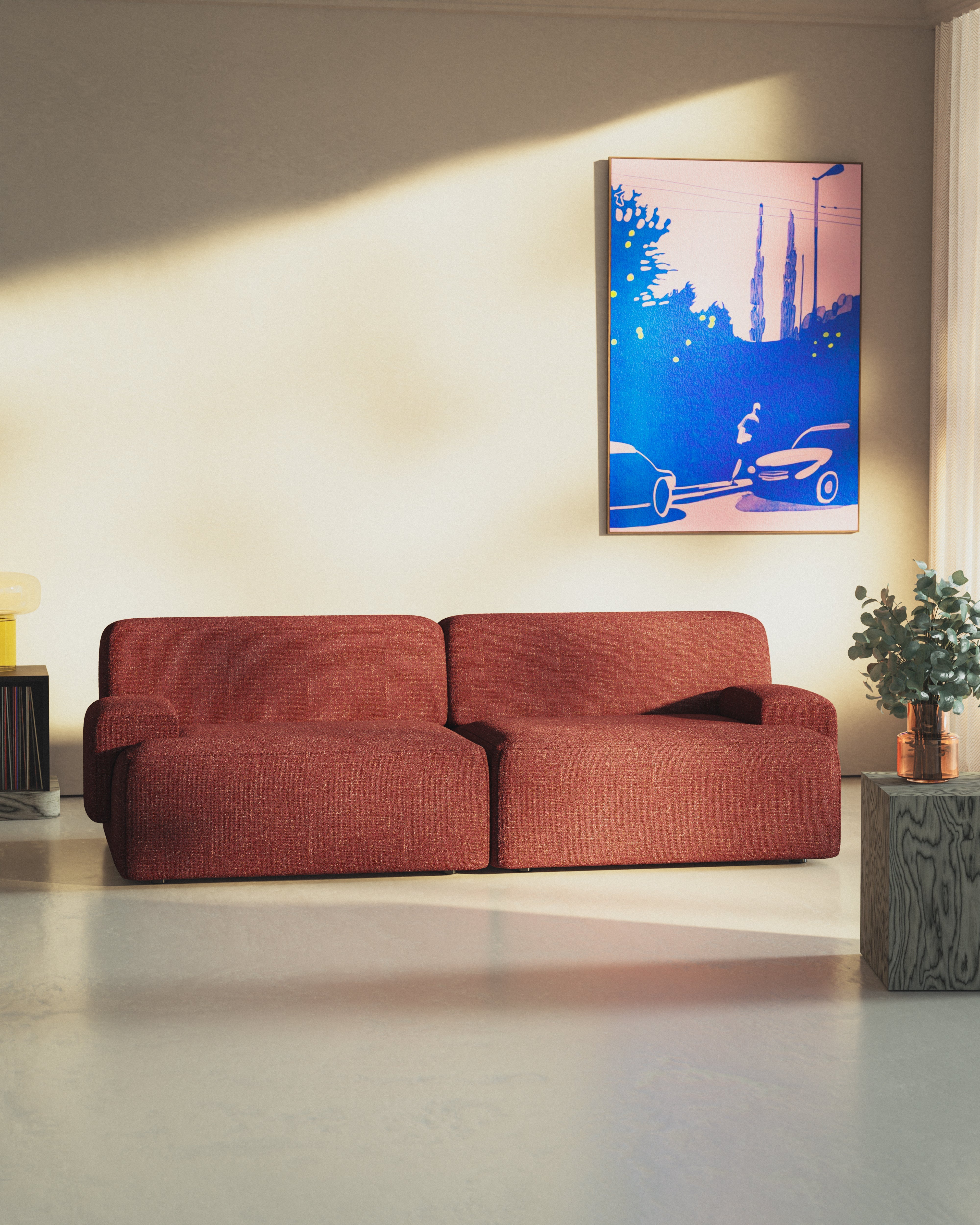 Modular 2-Seater Sofa UMI Chestnut Red