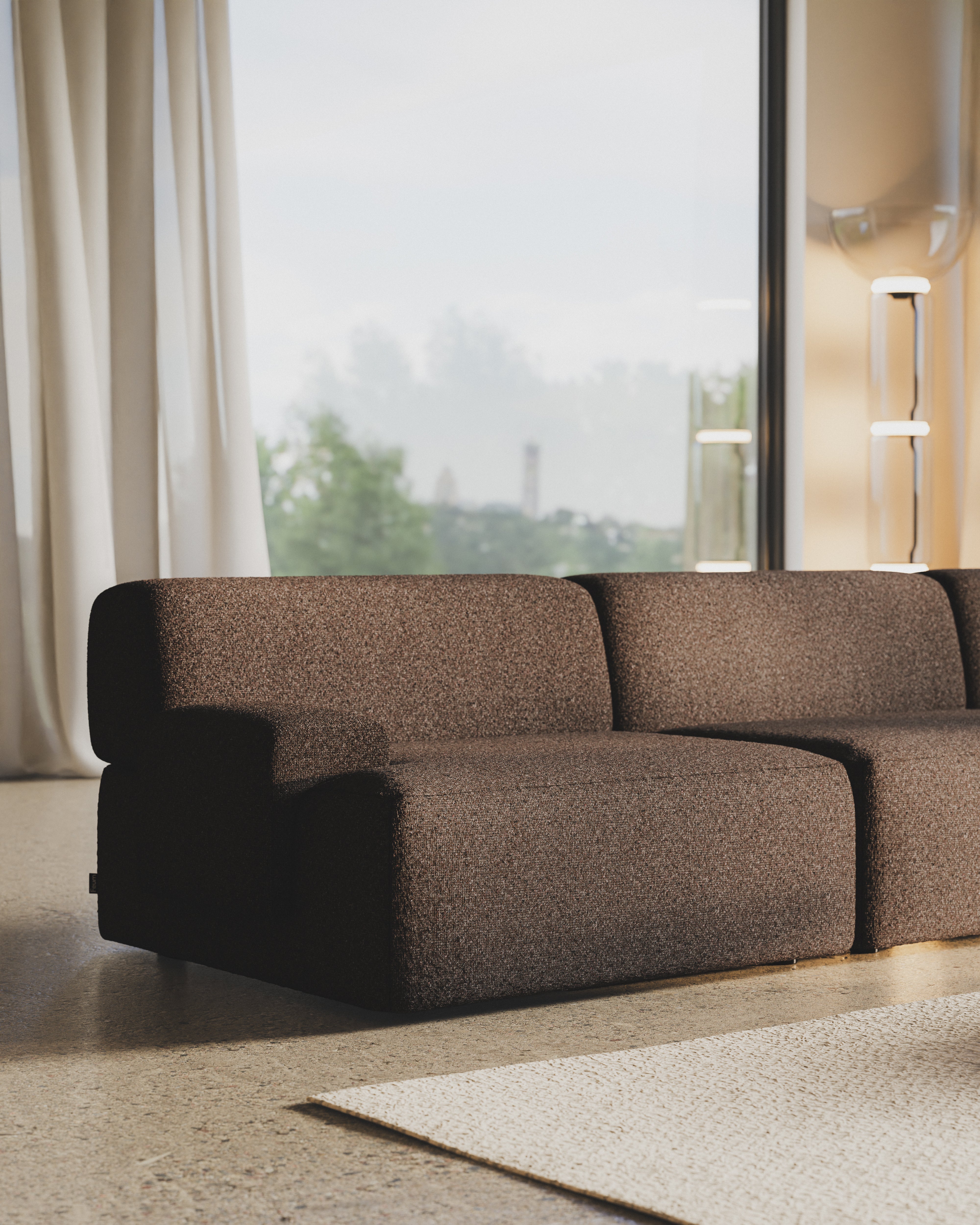 UMI brown modular 3-seater sofa