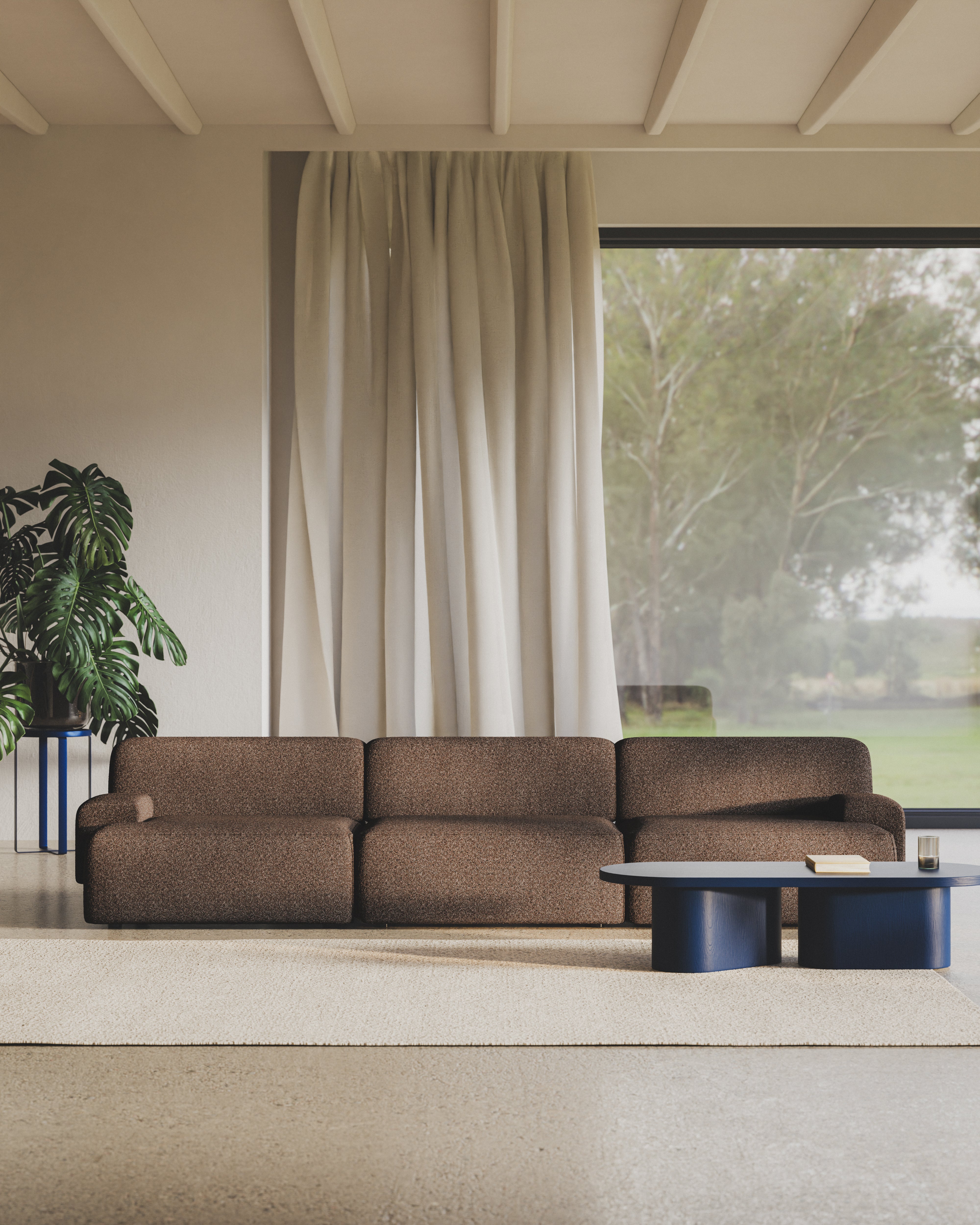 UMI brown modular 3-seater sofa