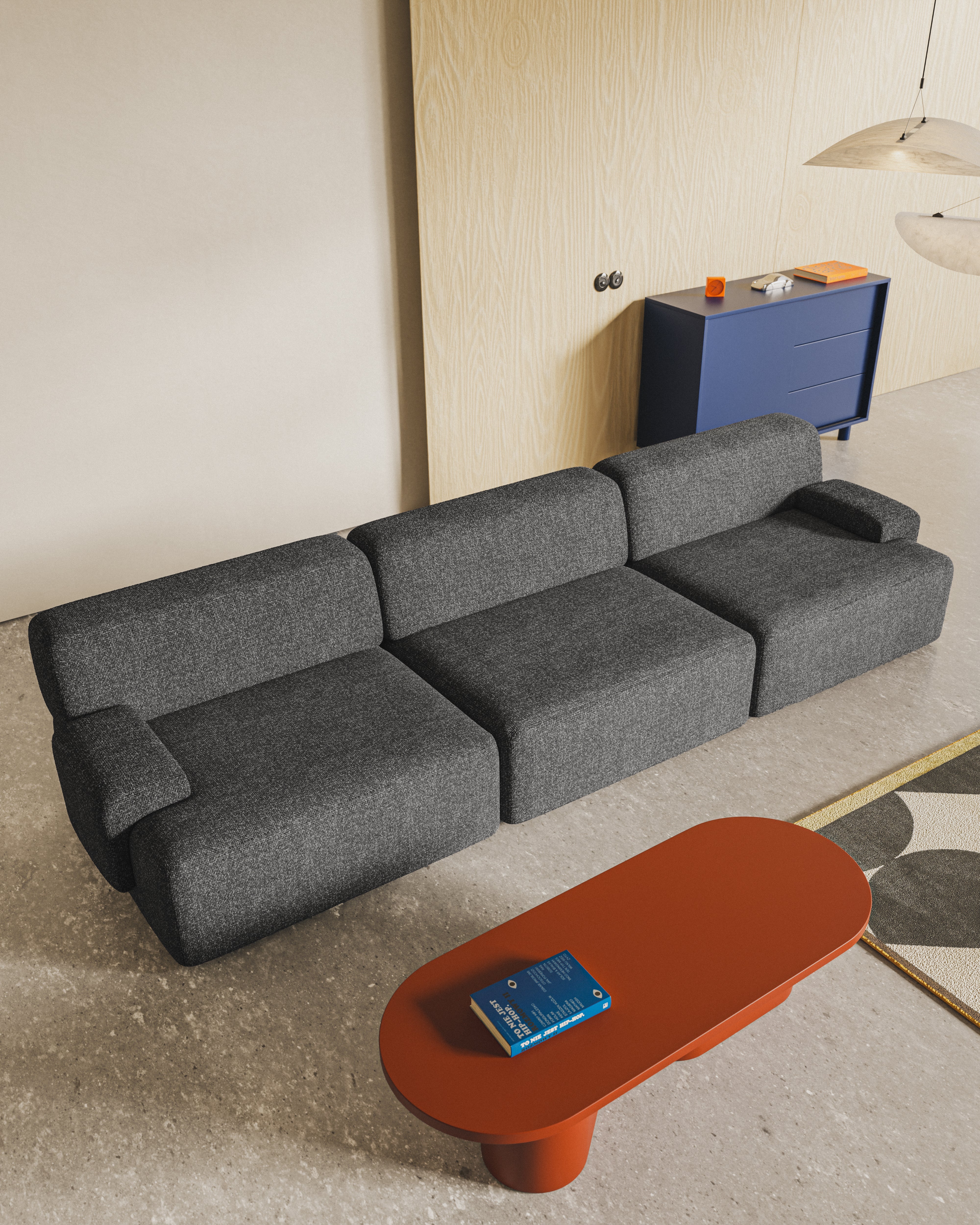 Modular 3-Seater Sofa UMI Stone Black