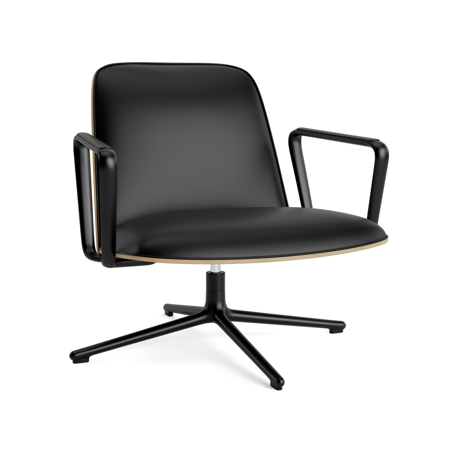 PAD LOW ROTAL Armchair Oak Veneer with adjustable black base