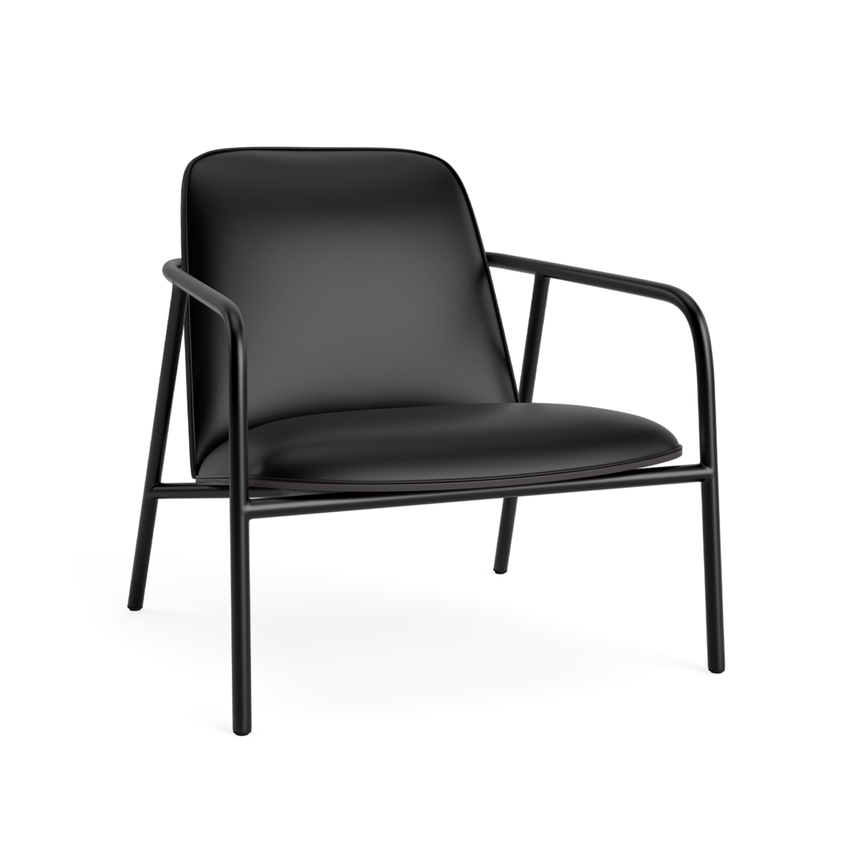 Upholstered armchair pad low black ash veneer with black base
