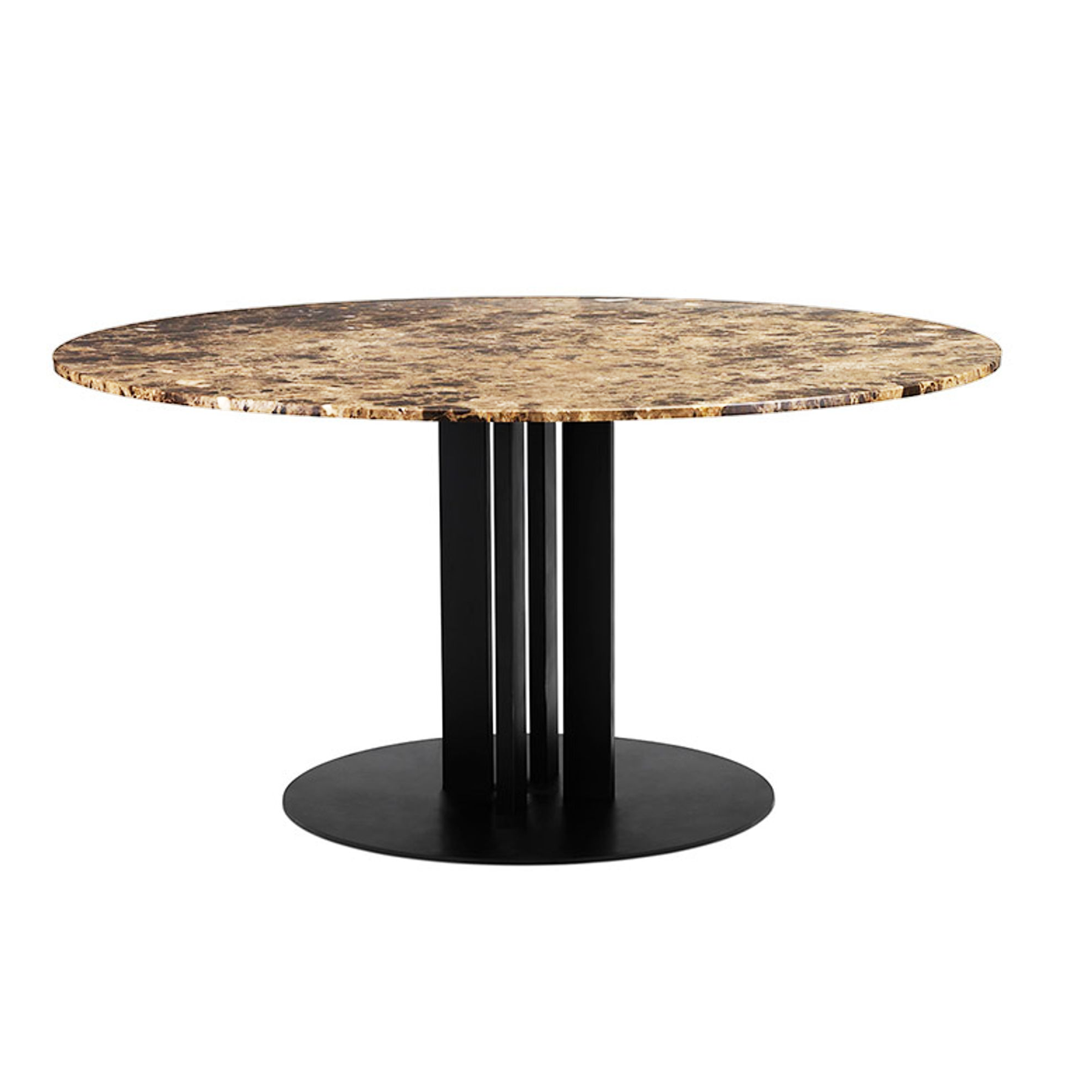 Rundtisch Scala Sand Marmor Top mit einer schwarzen Basis