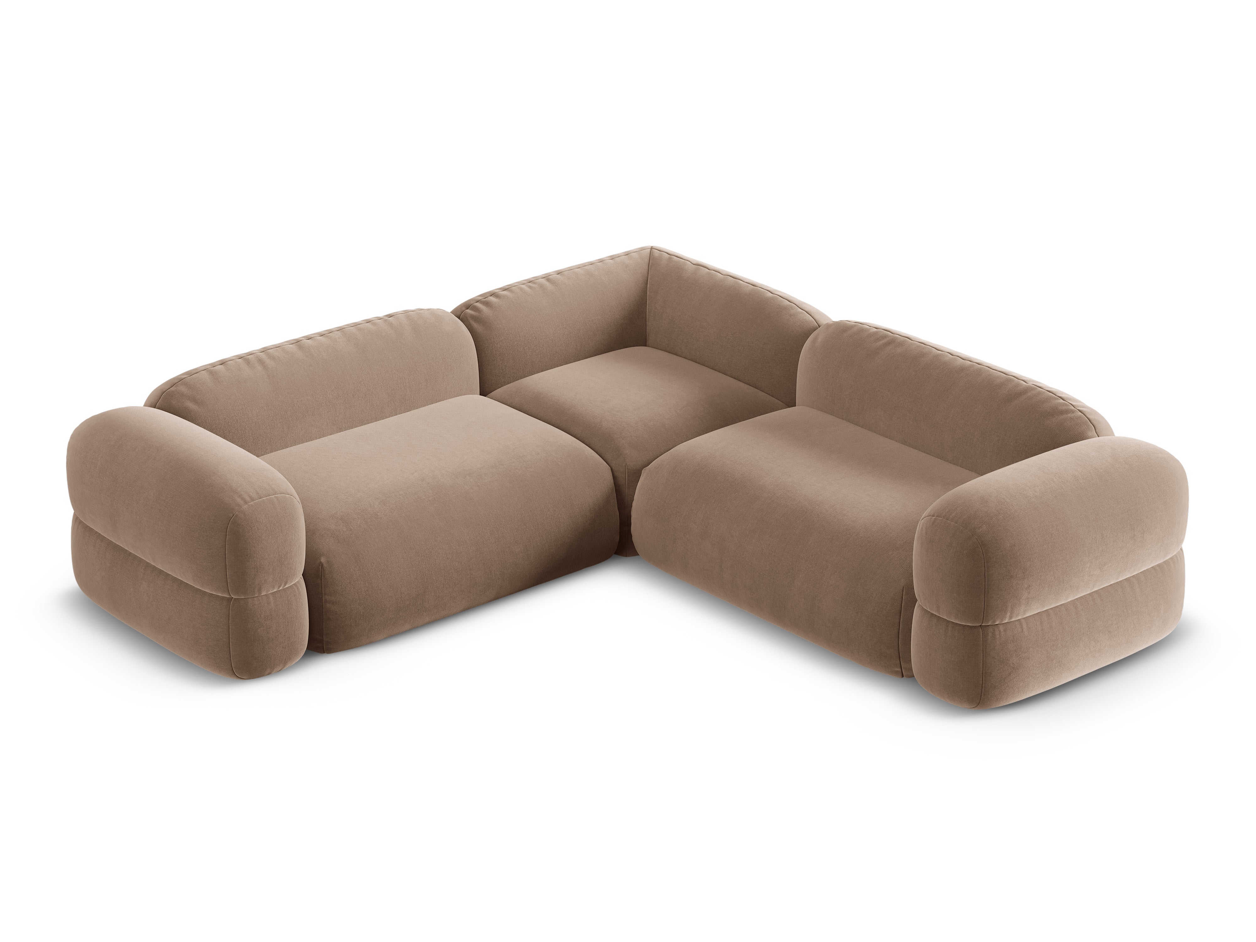 Symmetrische Samt-Eckcouch ROGER dunkelbeige
