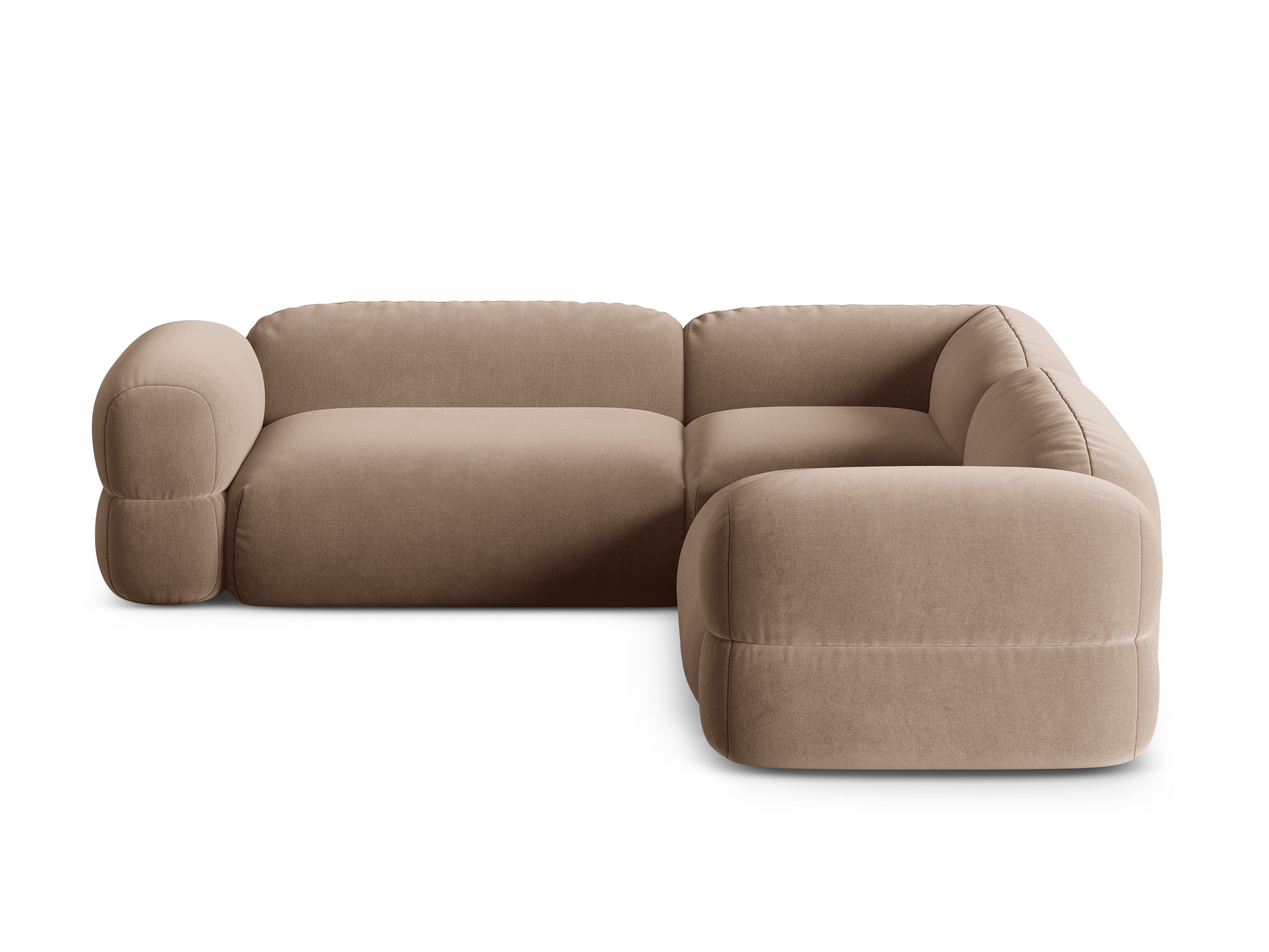 Symmetrische Samt-Eckcouch ROGER dunkelbeige