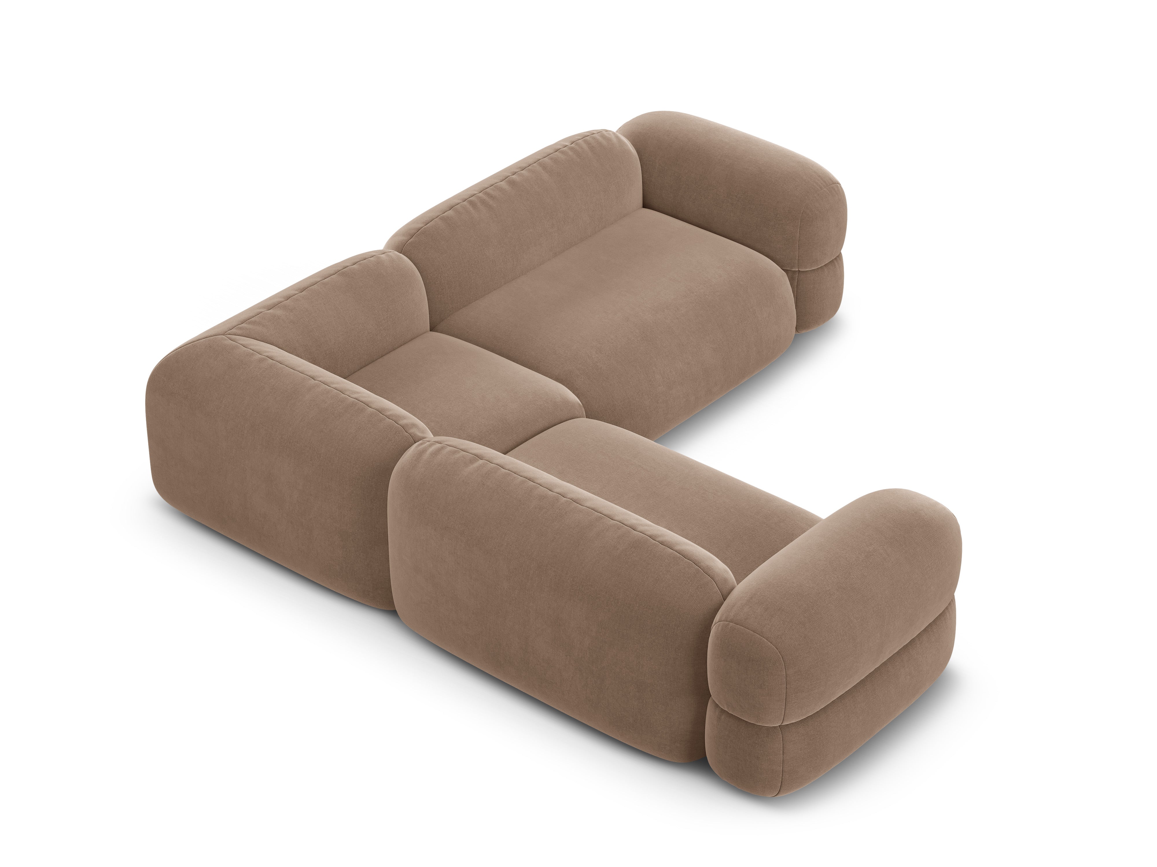 Symmetrische Samt-Eckcouch ROGER dunkelbeige