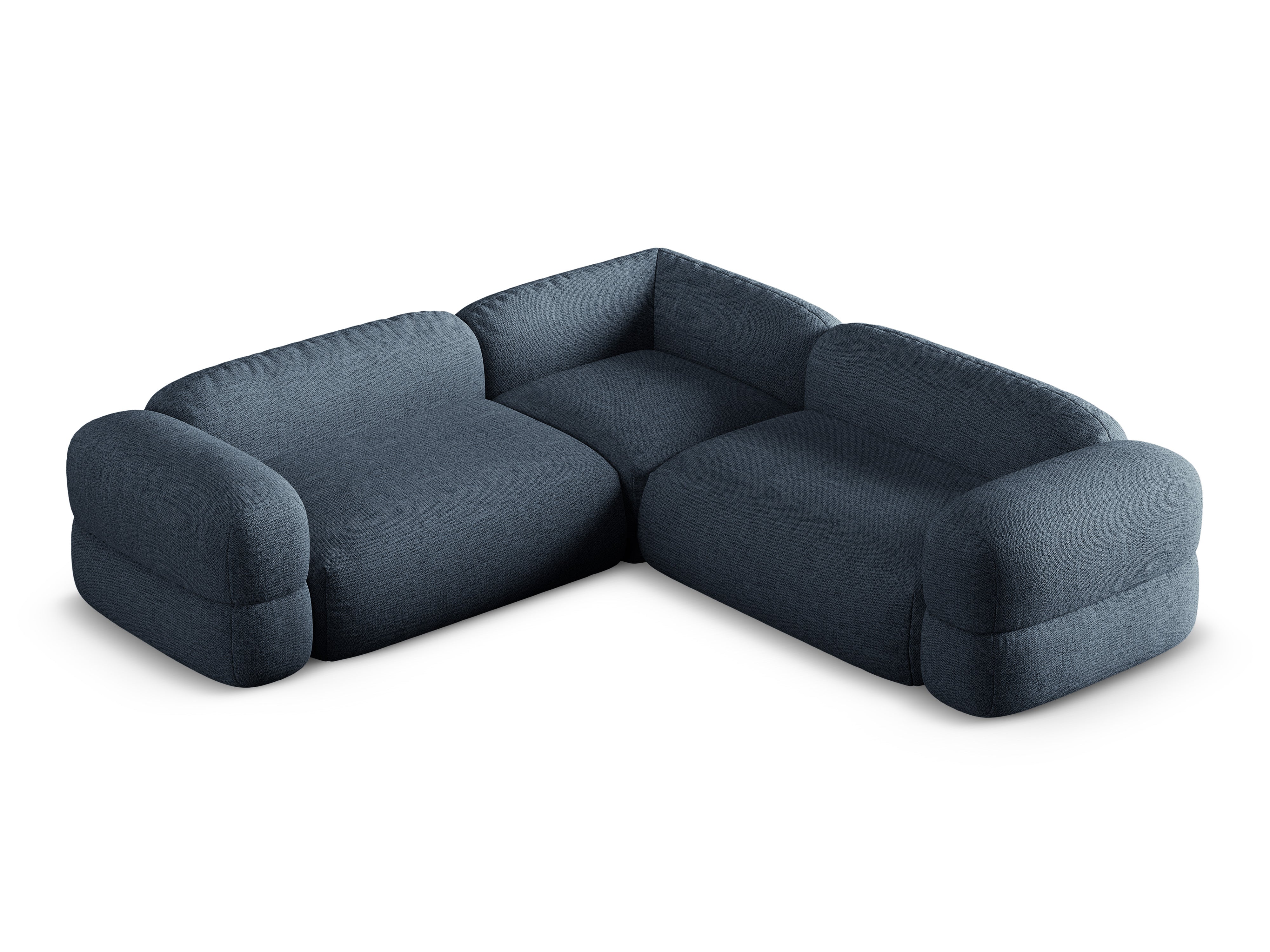 Symmetrical Corner Sofa ROGER Dark Blue Chenille
