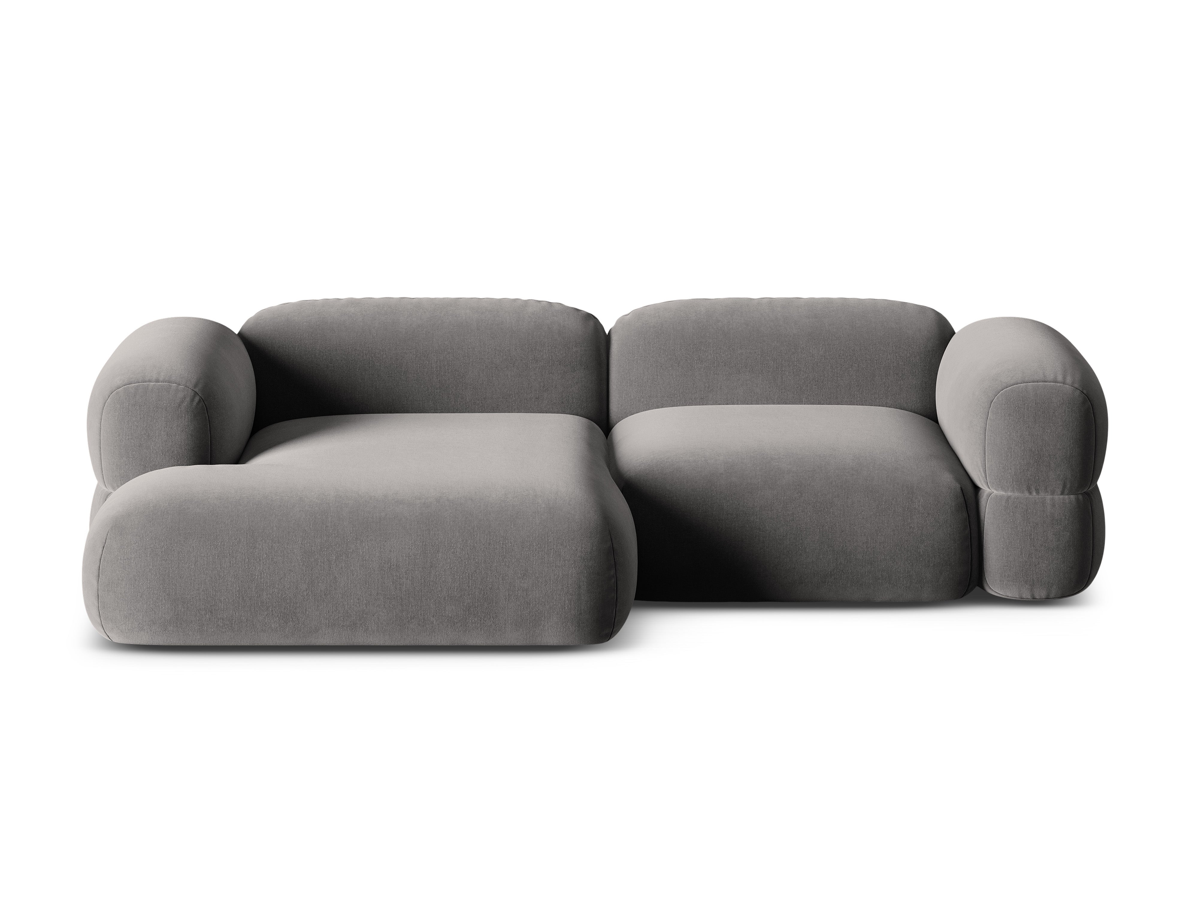 Samt-Ecksofa links ROGER grau