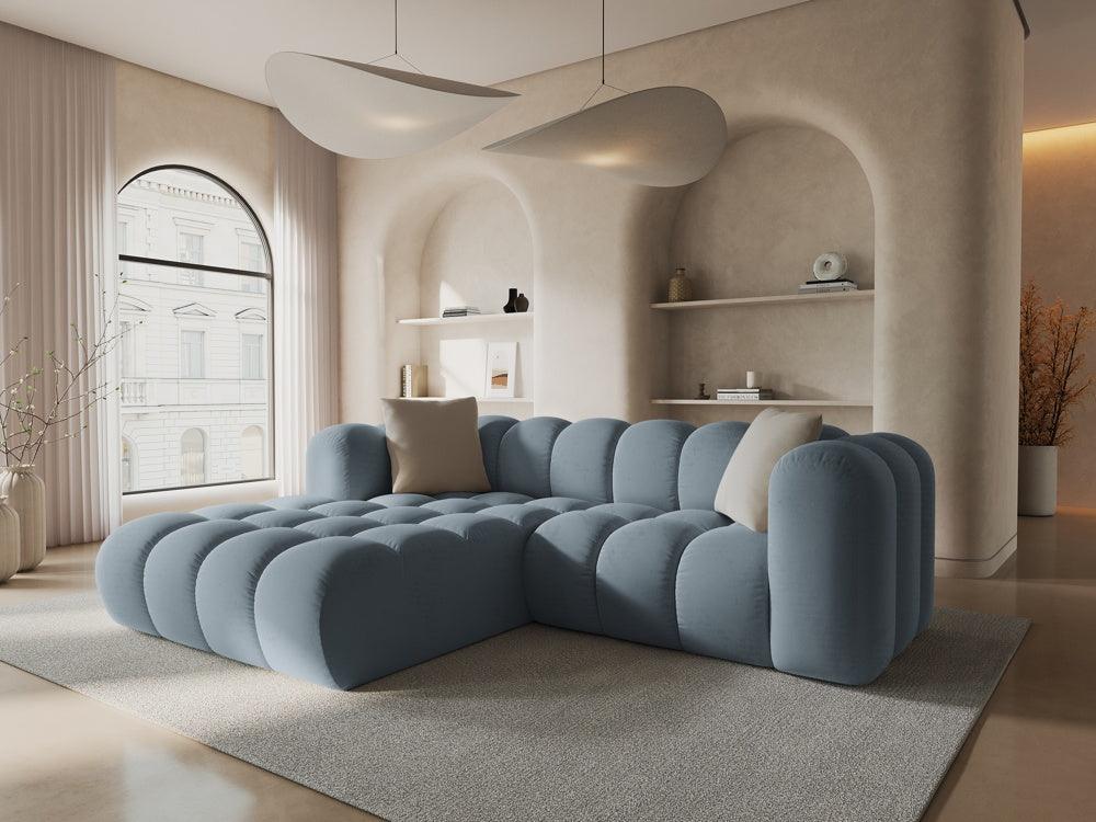 Narożnik aksamitny 3-osobowy lewostronny HALLEY jasnoniebieski Windsor & Co Eye on Design