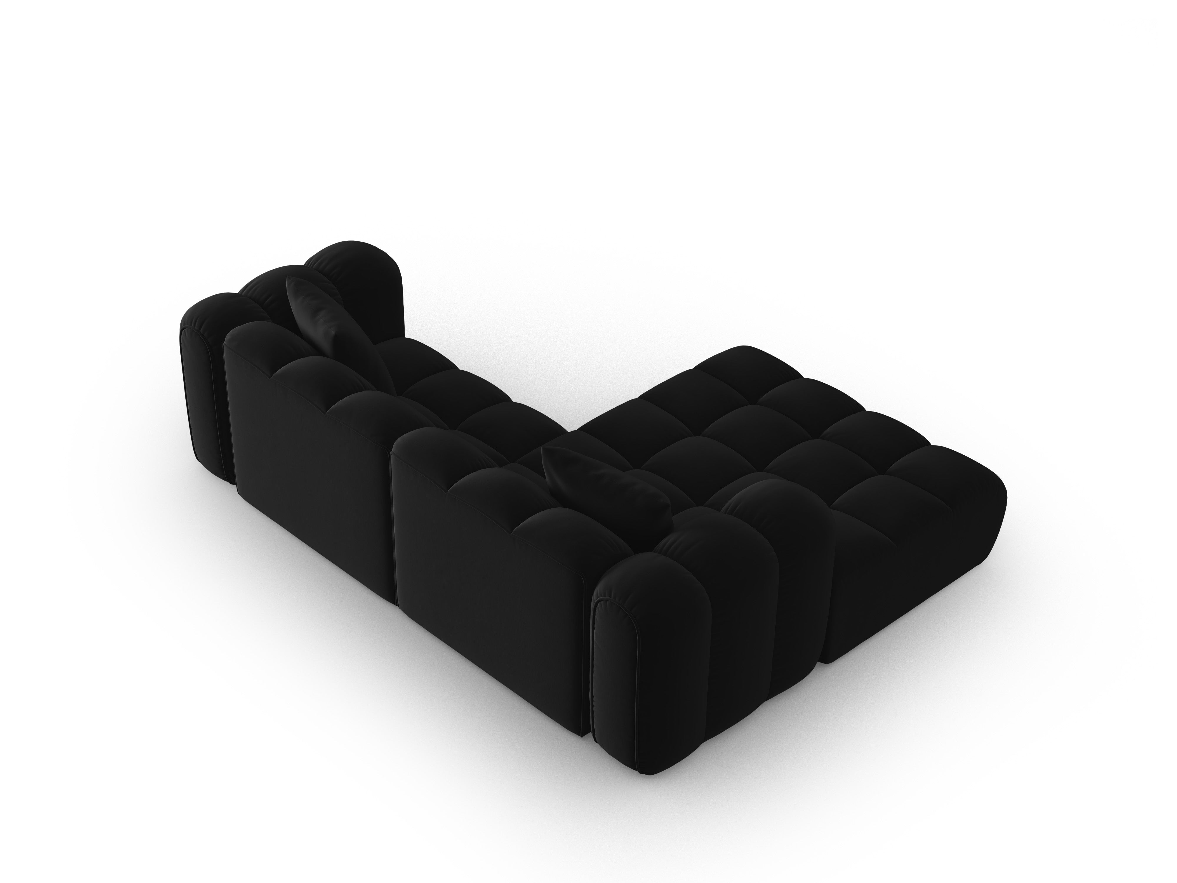 Black left-facing 3-seater velvet corner sofa ASTRO