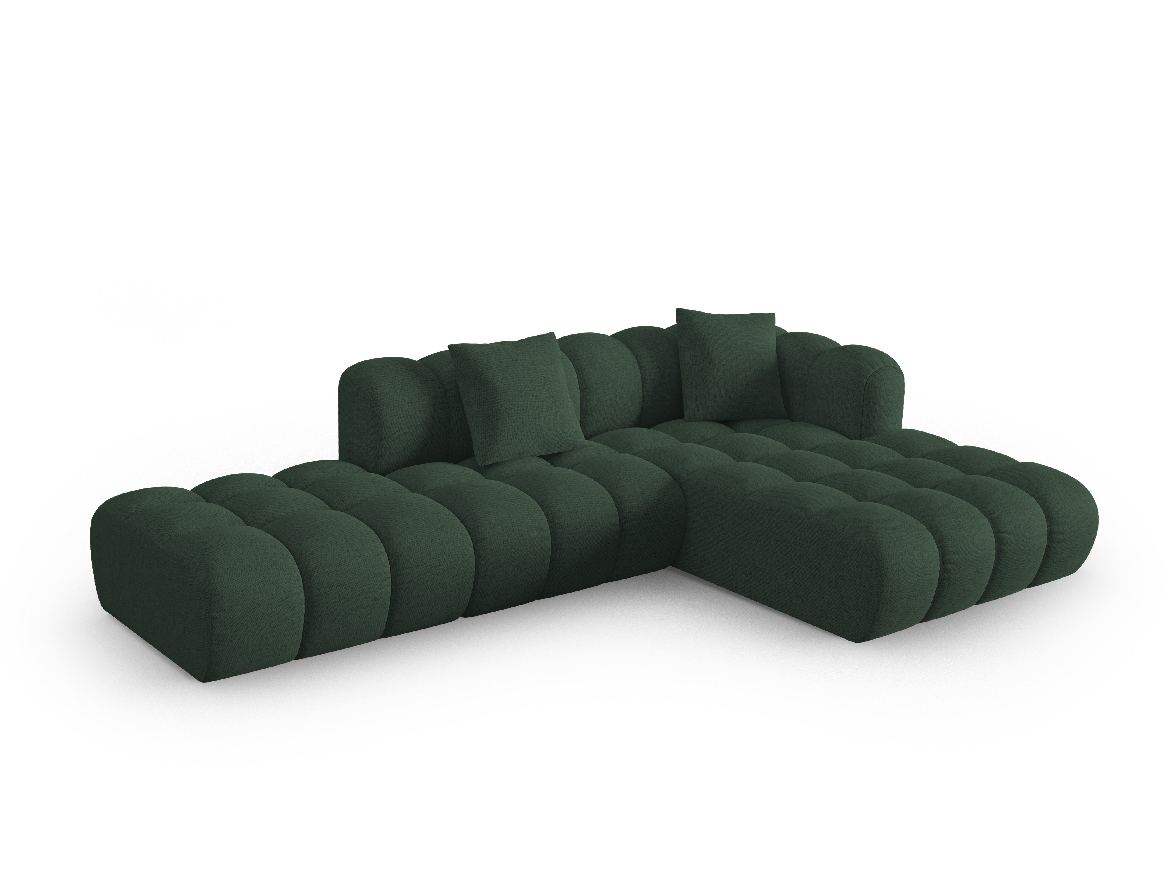 Right-facing open corner sofa ASTRO sea green chenille