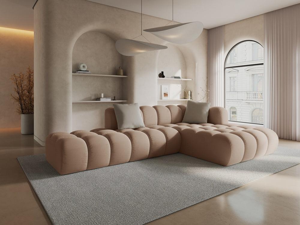 Narożnik aksamitny 5-osobowy prawostronny HALLEY beżowy Windsor & Co Eye on Design