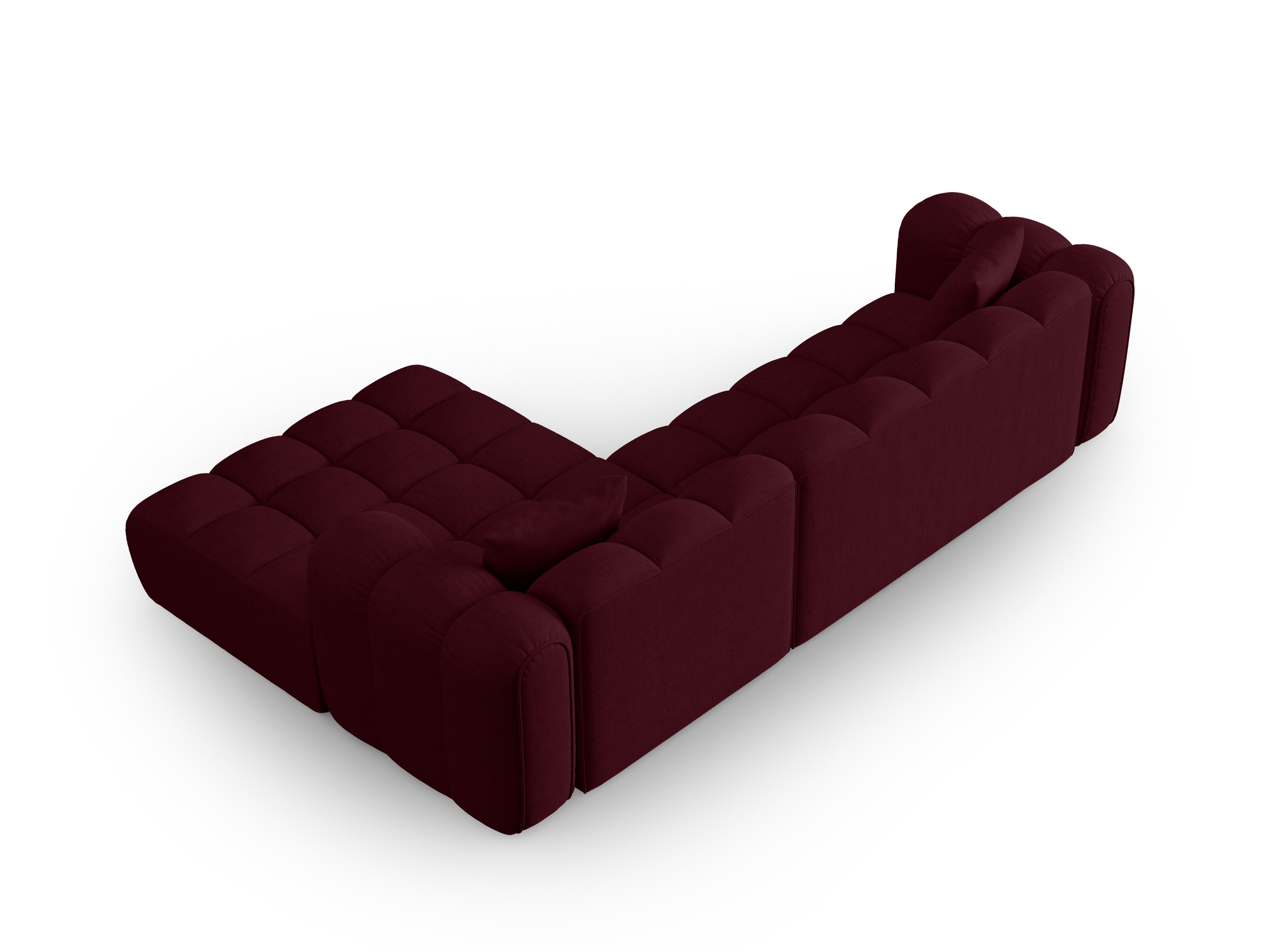 4-seater right-facing corner sofa ASTRO burgundy chenille