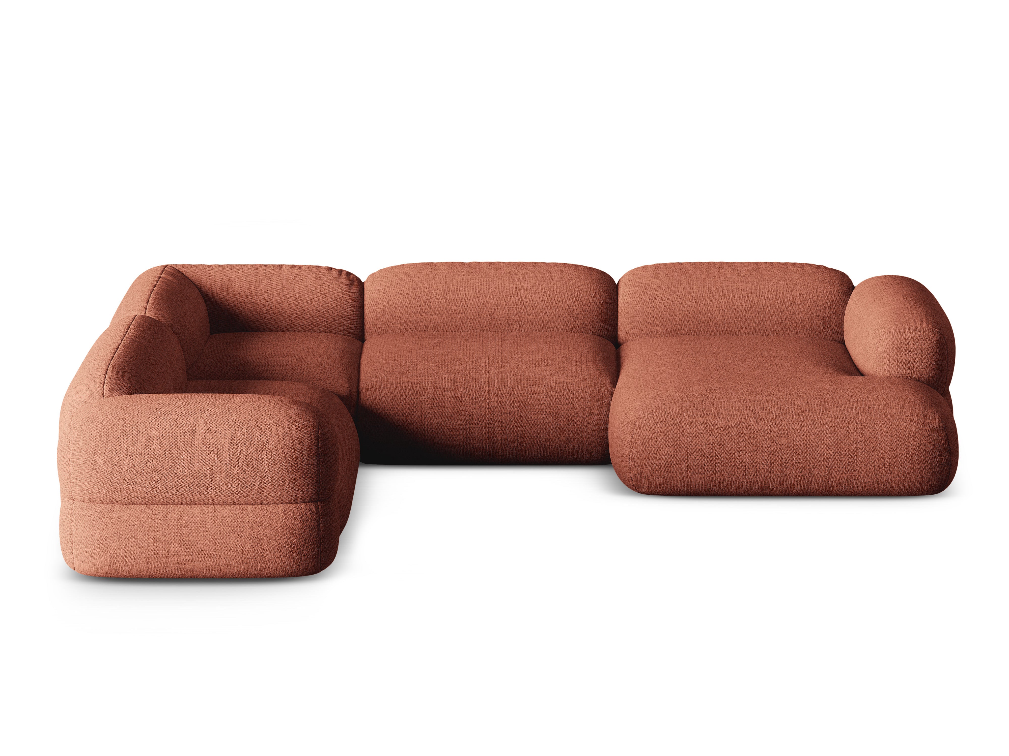 Left-facing U-shaped sofa ROGER coral chenille