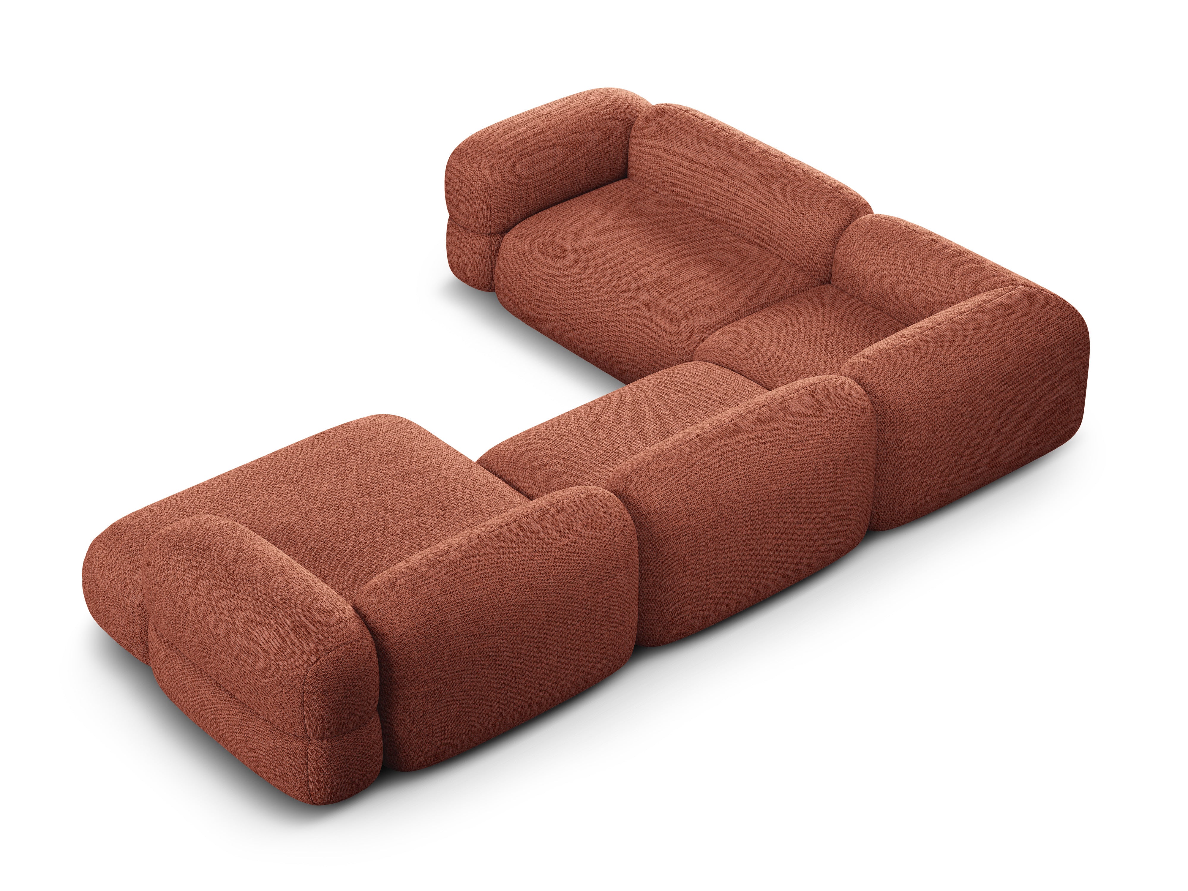 Left-facing U-shaped sofa ROGER coral chenille