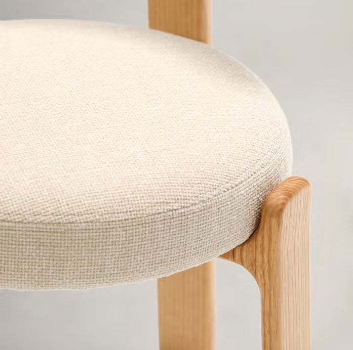 GRANITE armchair in beige chenille with an ash base