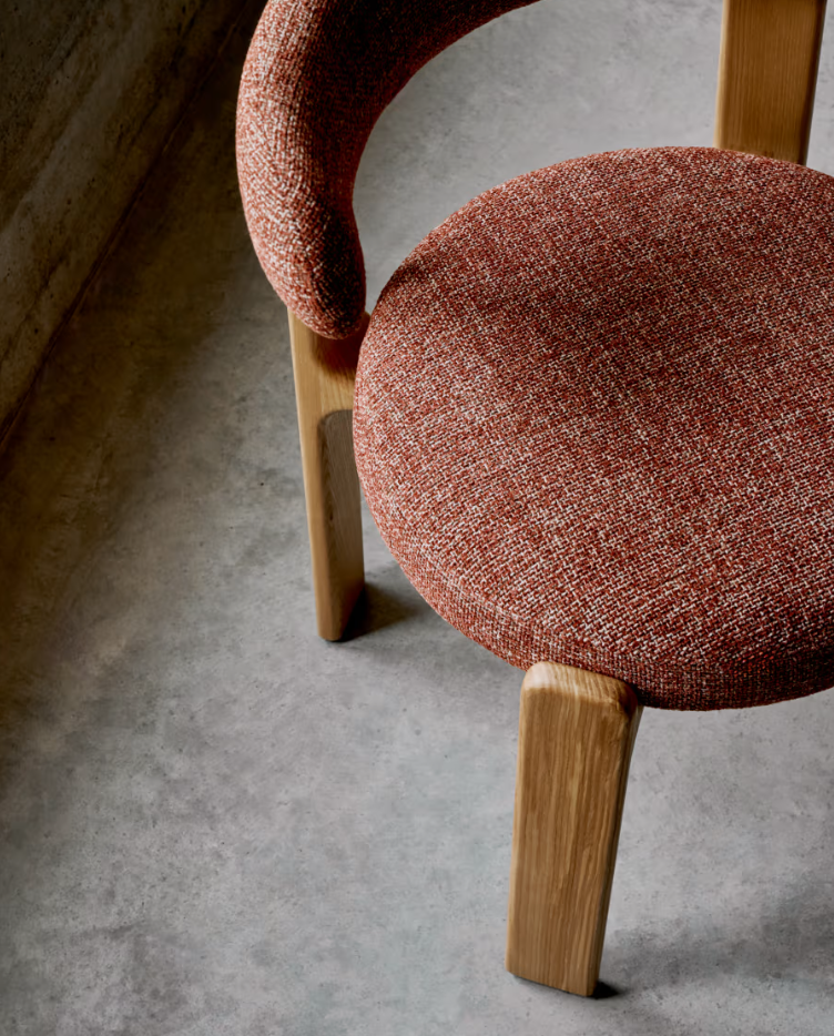 GRANITE chair in red chenille with an ash base