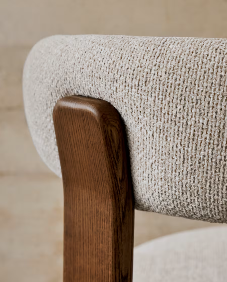 GRANITE chair in beige chenille with a dark ash base