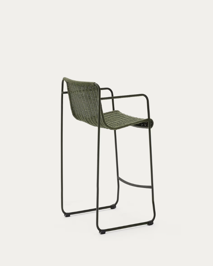 Außenhocker Maurina Zielony mit einer grünen Stahlbasis