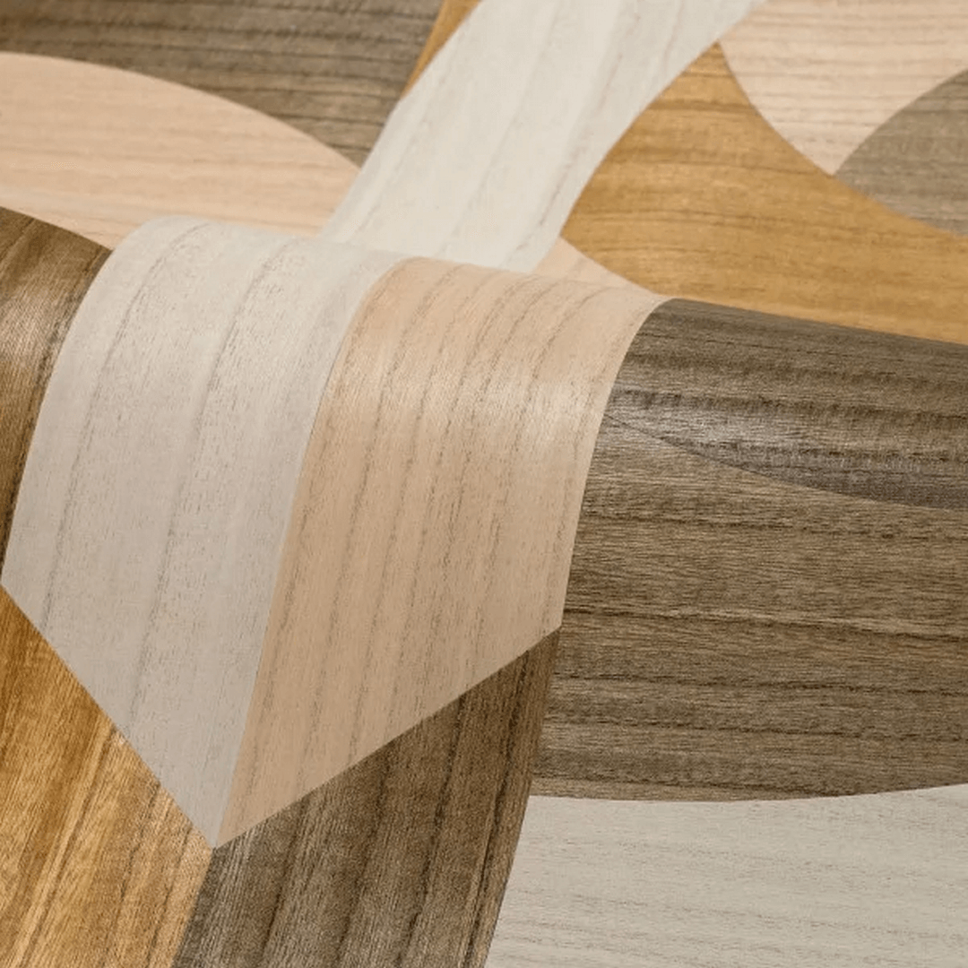 Art Deco Geometric Pattern Veneered Wallpaper TRAVERSÉE - LIGHT IVORY OAK
