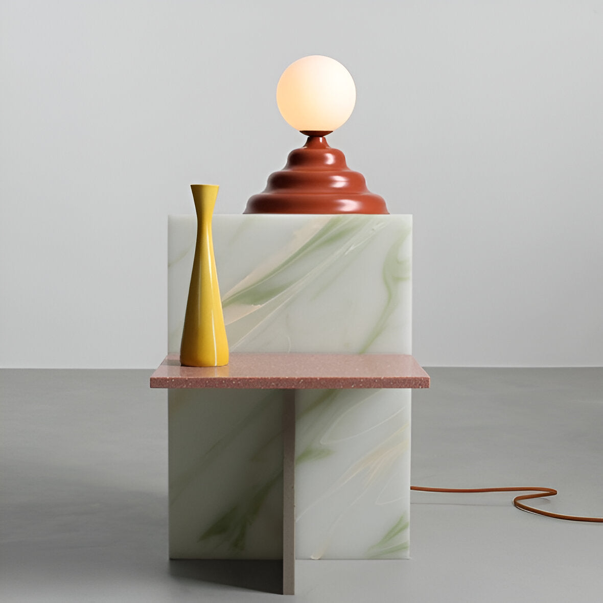 Tischleuchte mit Glasschirm FALA brick