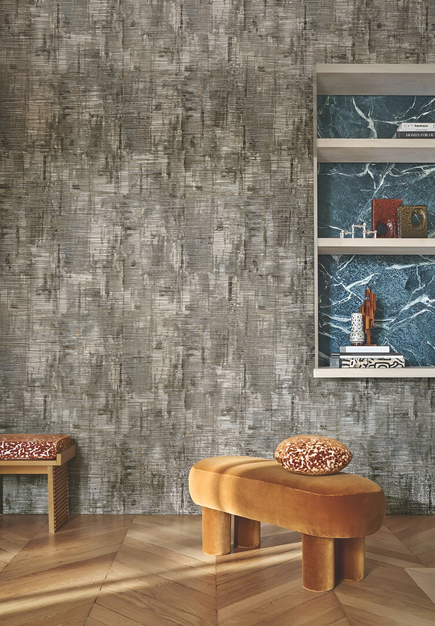 Textile wallpaper with an abstract pattern MANUFACTURA - TAUPE brown-gray