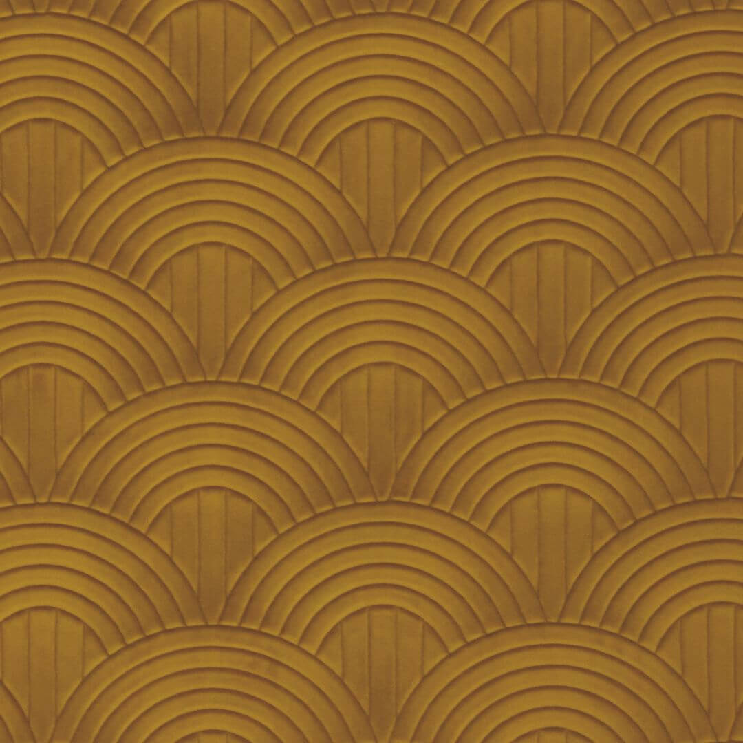 Textile wallpaper with geometric pattern VOLUTIS - MUSTARD mustard