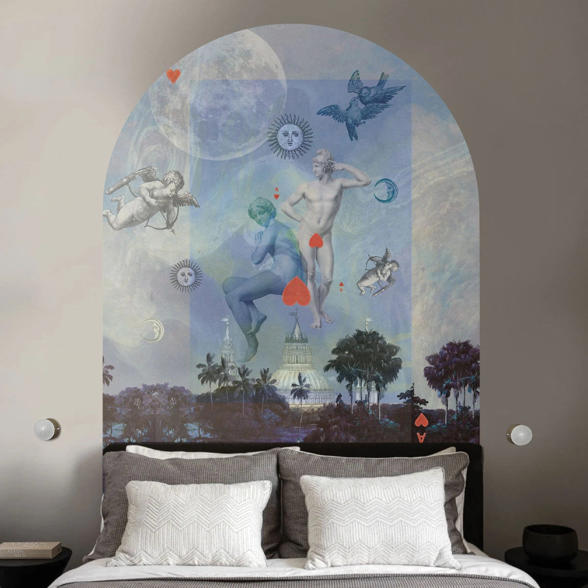 Blue AMORE Arch-Shaped Non-Woven Mural