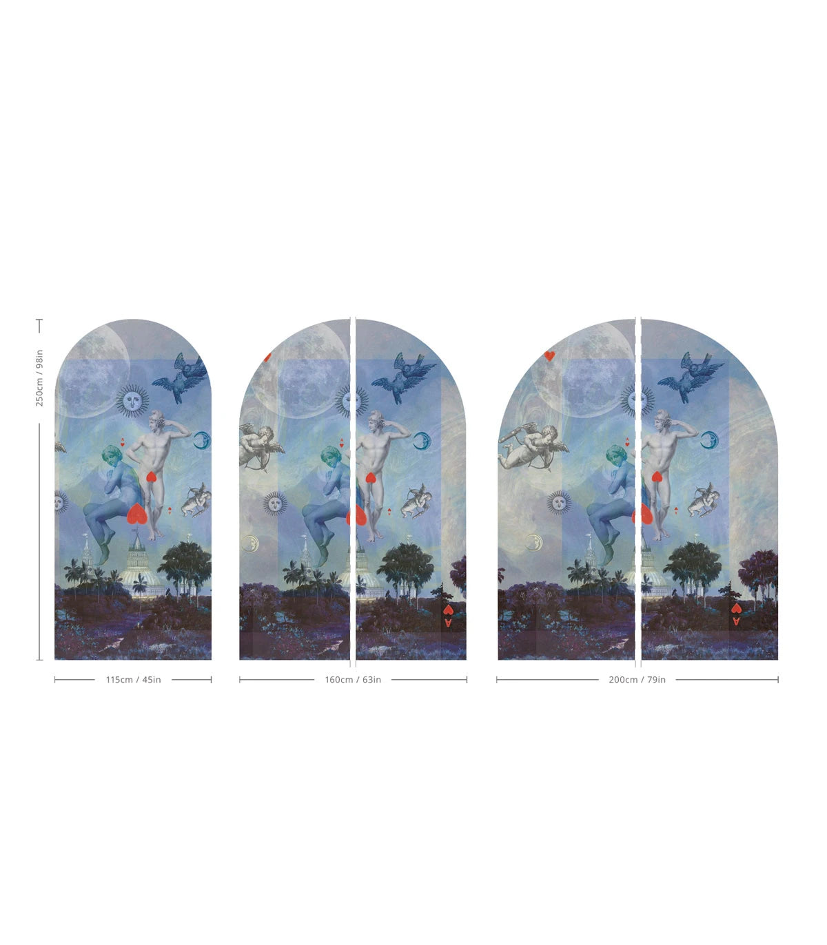 Blue AMORE Arch-Shaped Non-Woven Mural