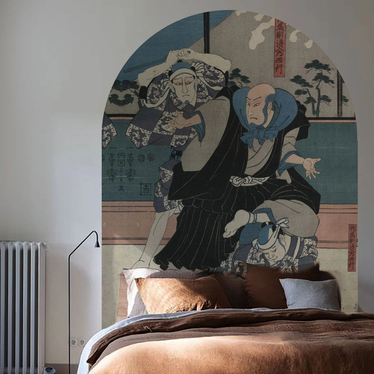 Non-woven mural in the shape of an arch ZEN WARRIORS dark blue