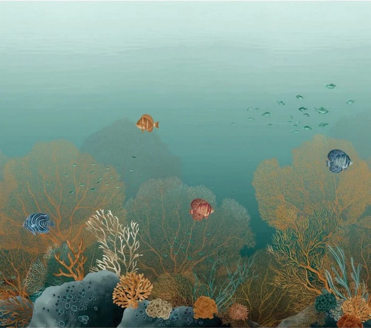 Mural with a marine motif POLYNESIE - CARAÏBE/MULTICO green-blue