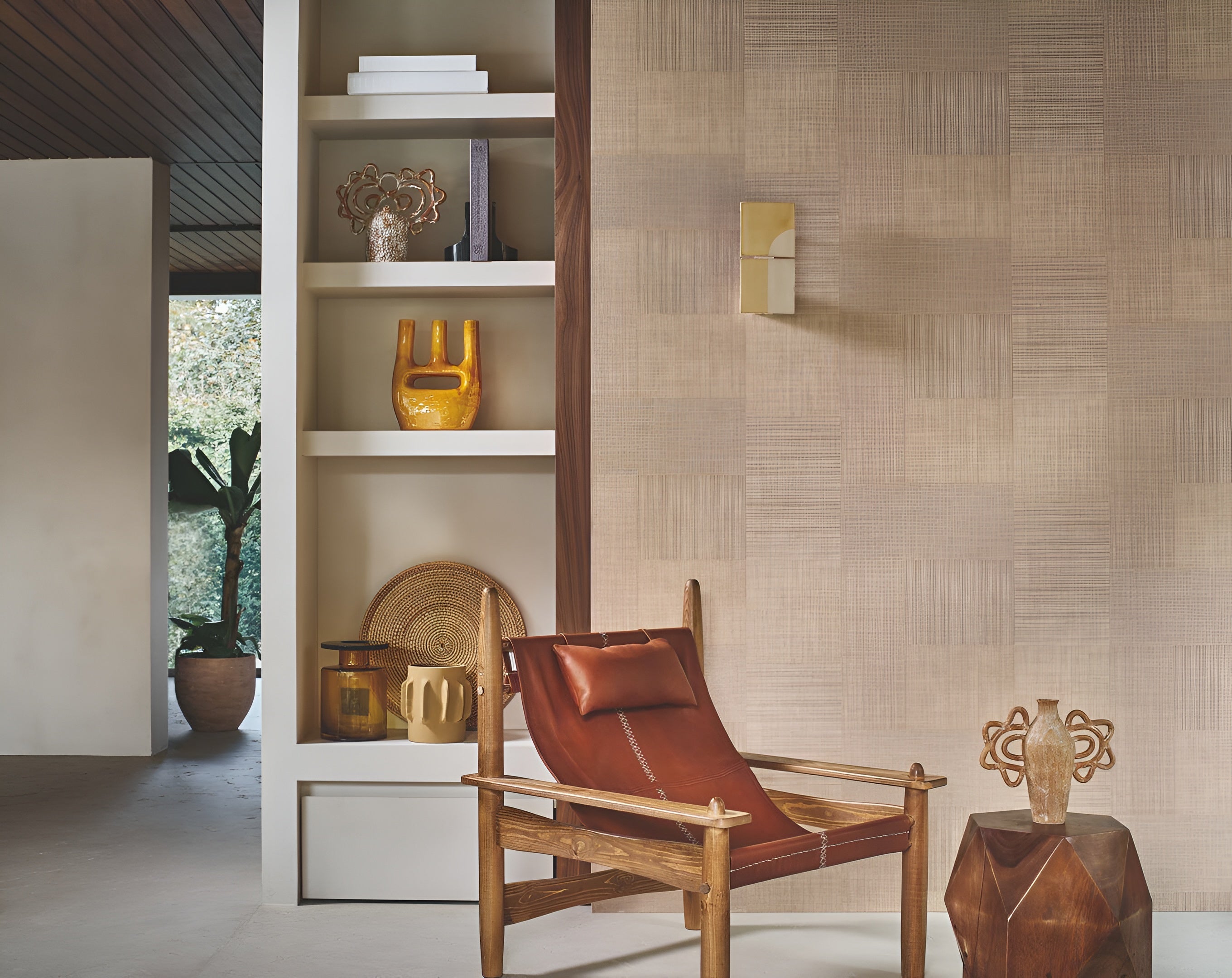 Structural vinyl wallpaper MESTIZO - MORDORÉ dark beige