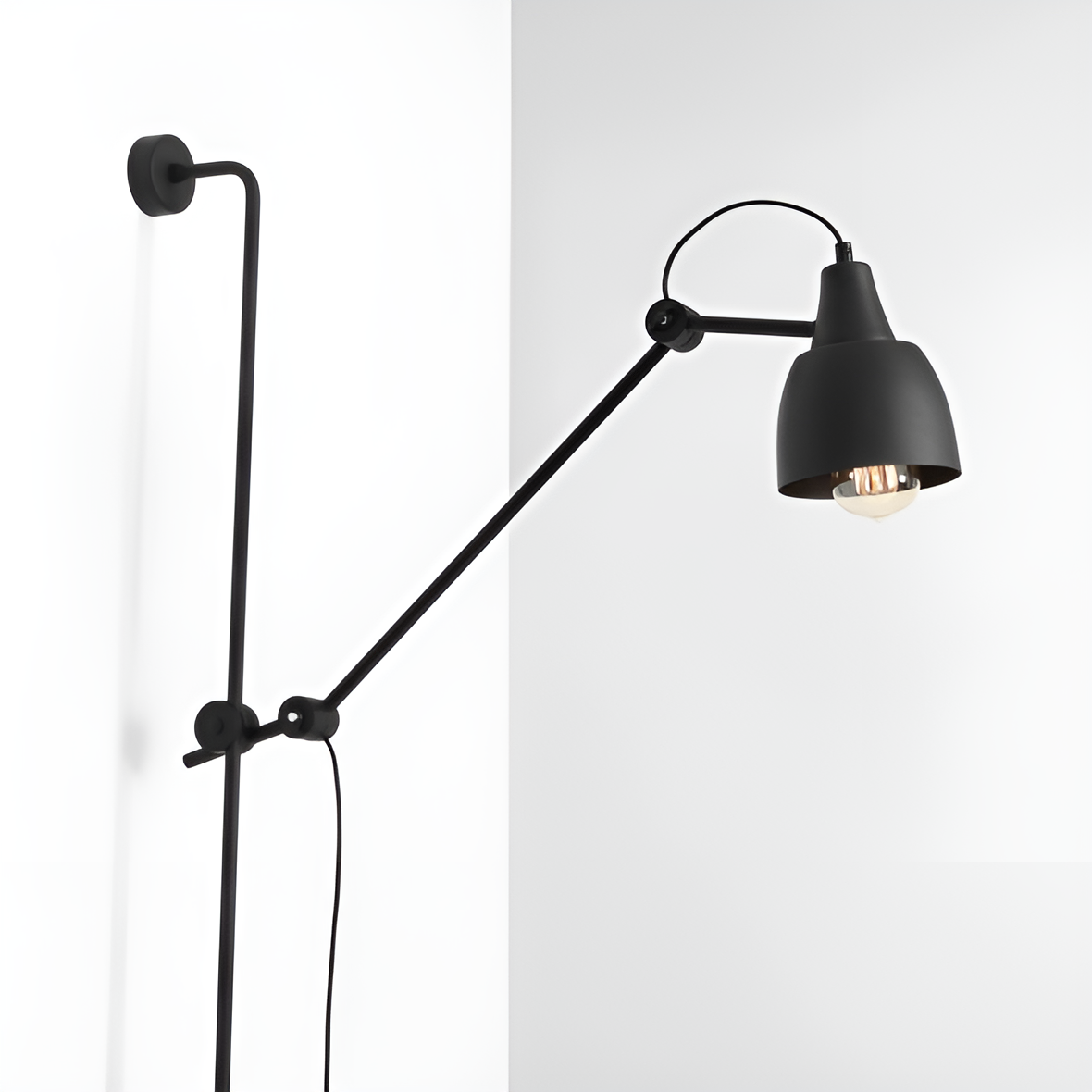 Adjustable wall lamp with arm DRON black