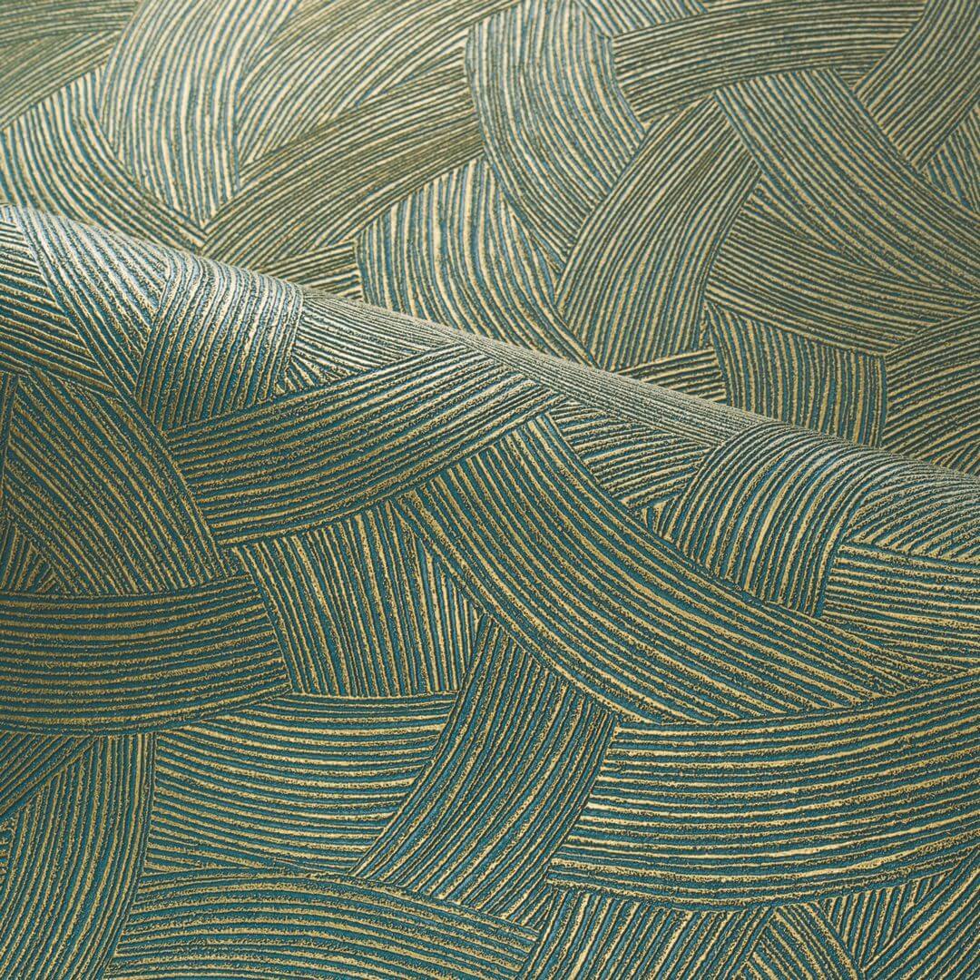 Metallic Wallpaper BERENICE - EMERALD/GOLD emerald with gold