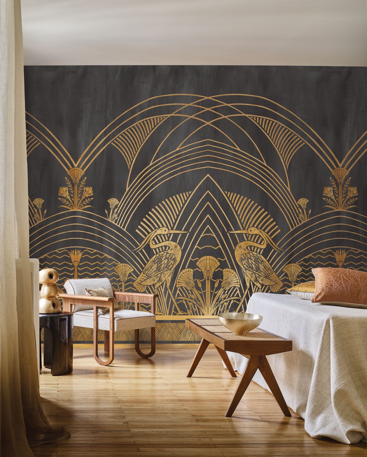 Wandbild ELEPHANTINE grün mit Gold
