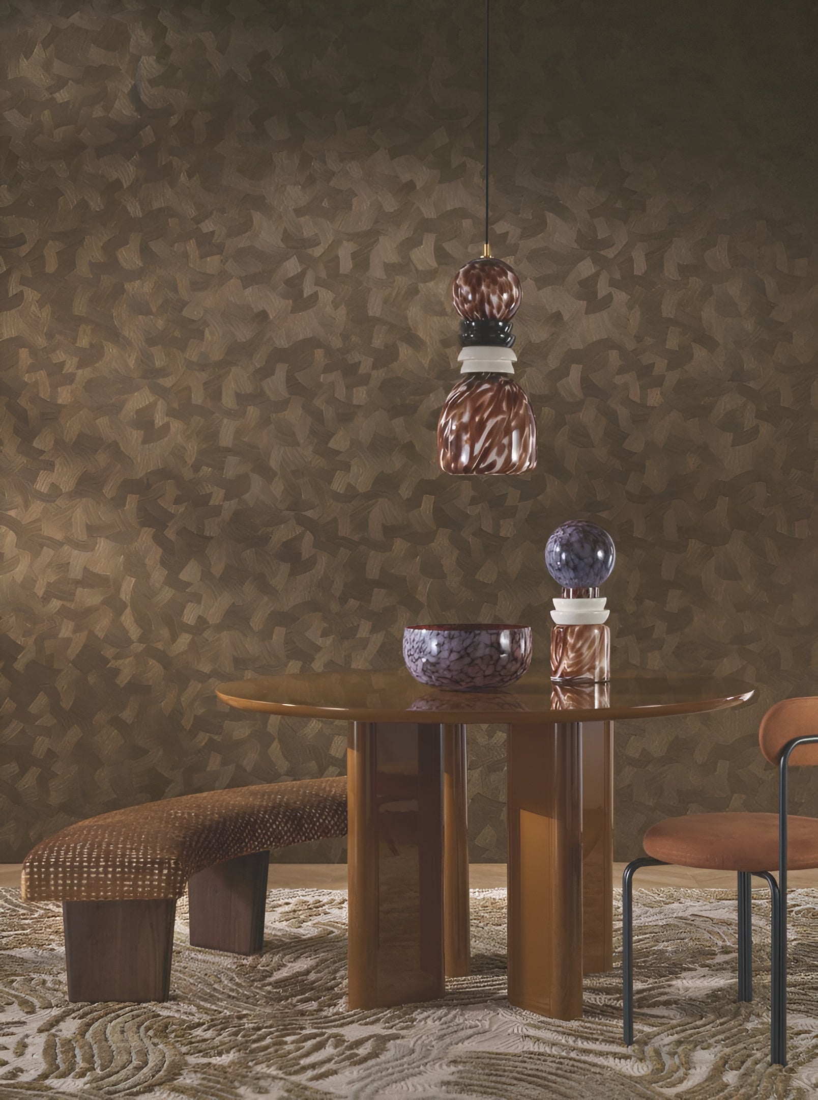 Metallic wallpaper BERENICE - TAUPE/DORÉ beige with gold