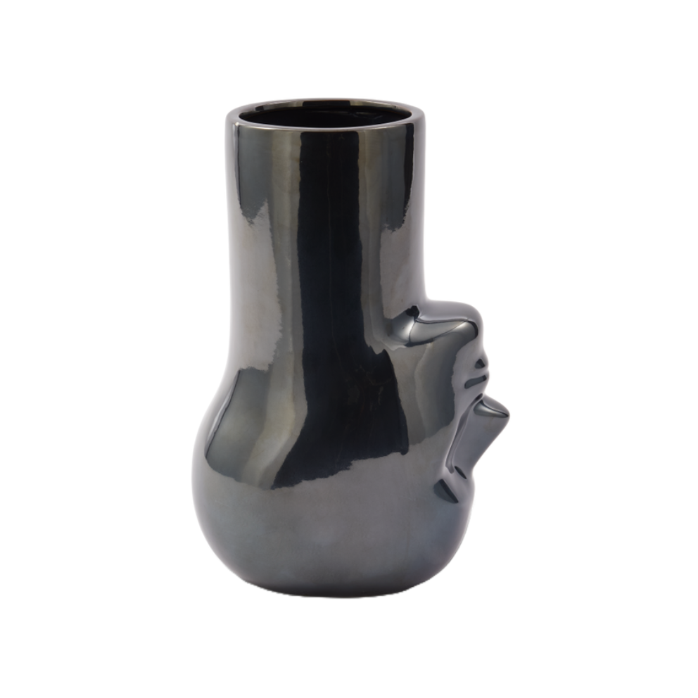 Upside-Down Long Neck Vase dunkelgrau